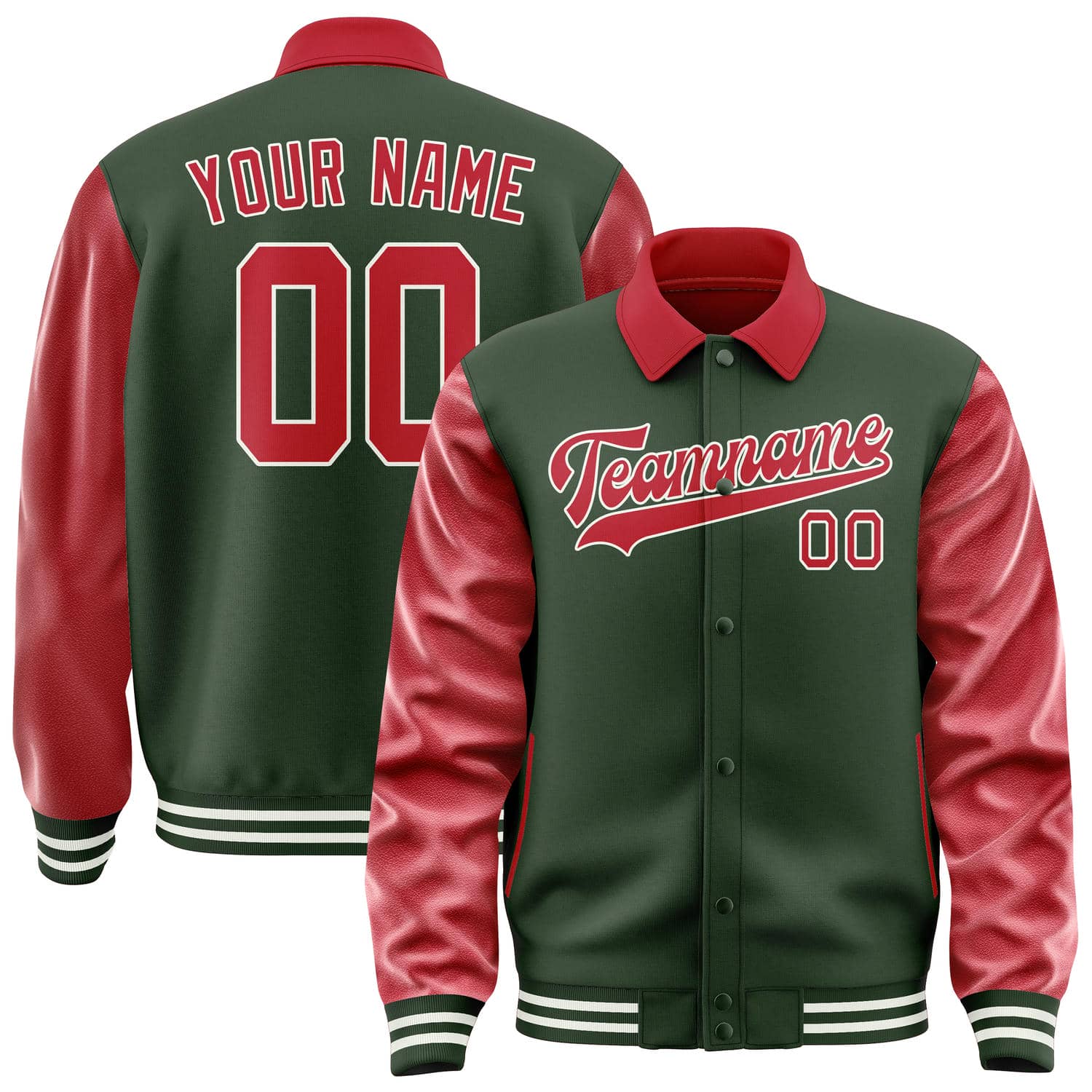 Custom Dark Green Red Jacket