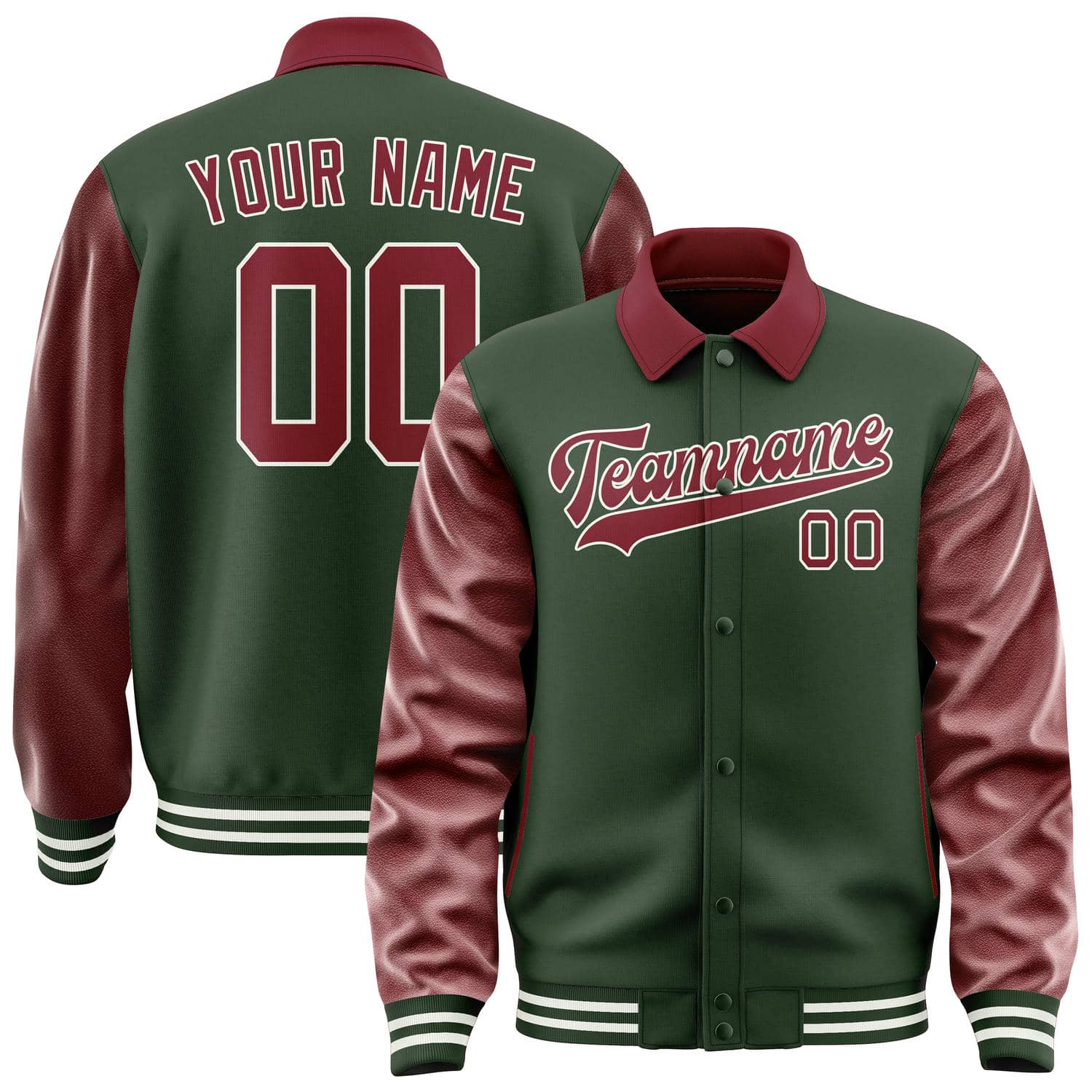 Custom Dark Green Crimson Red Jacket