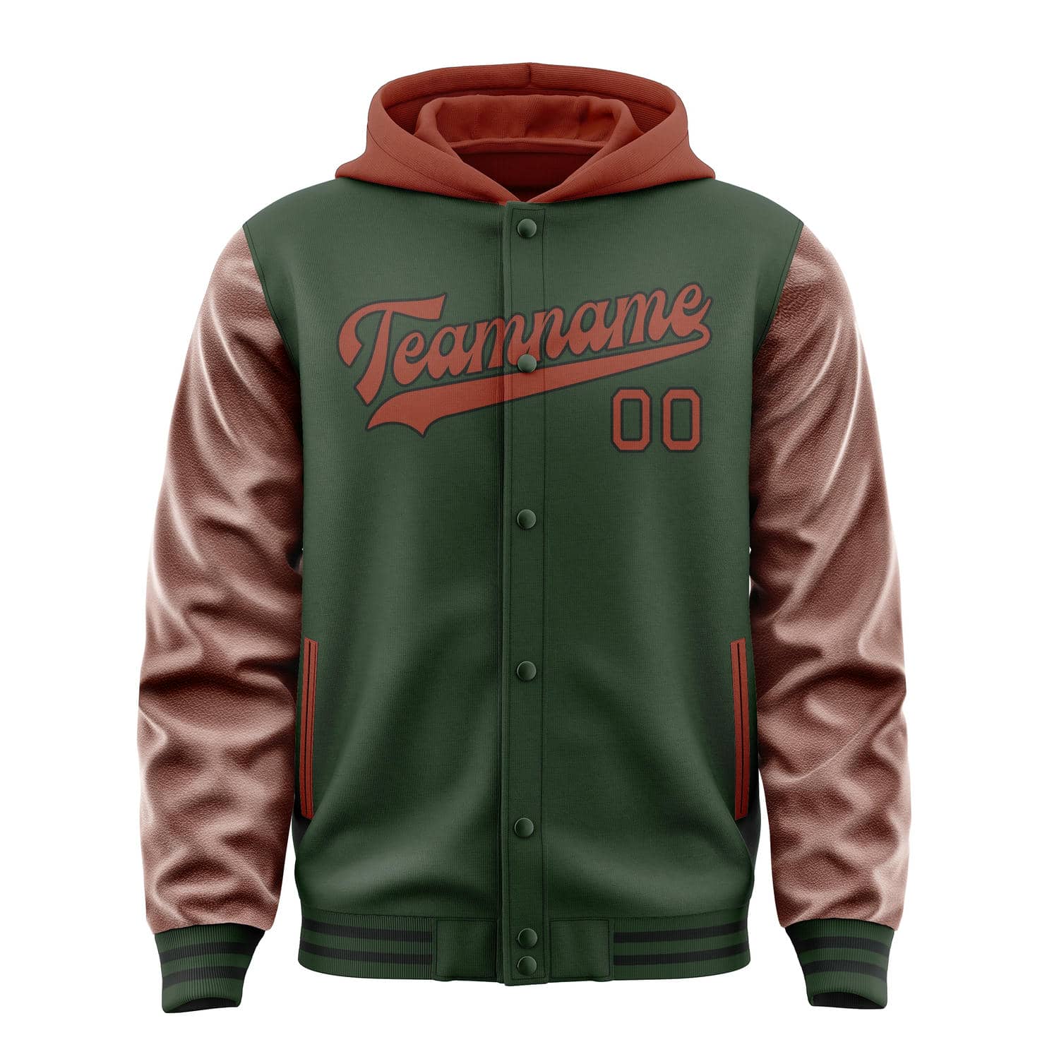Custom Dark Green Coral Red Jacket