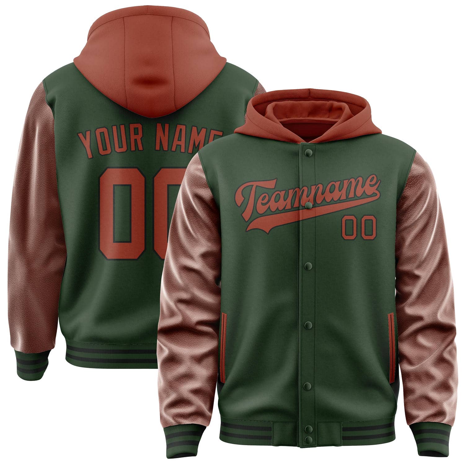Custom Dark Green Coral Red Jacket