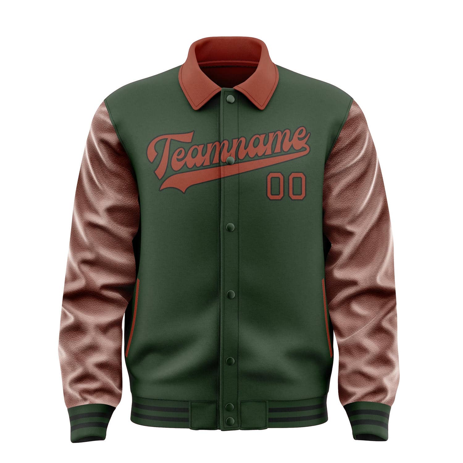 Custom Dark Green Coral Red Jacket