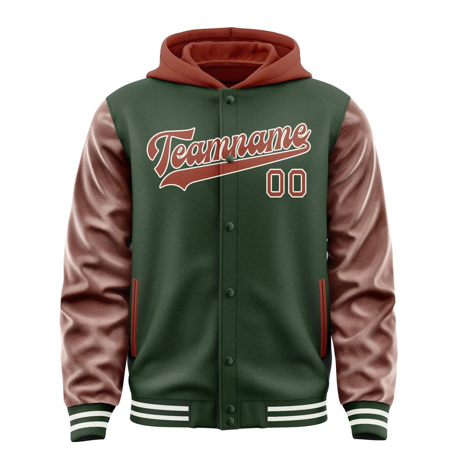 Custom Dark Green Coral Red Jacket