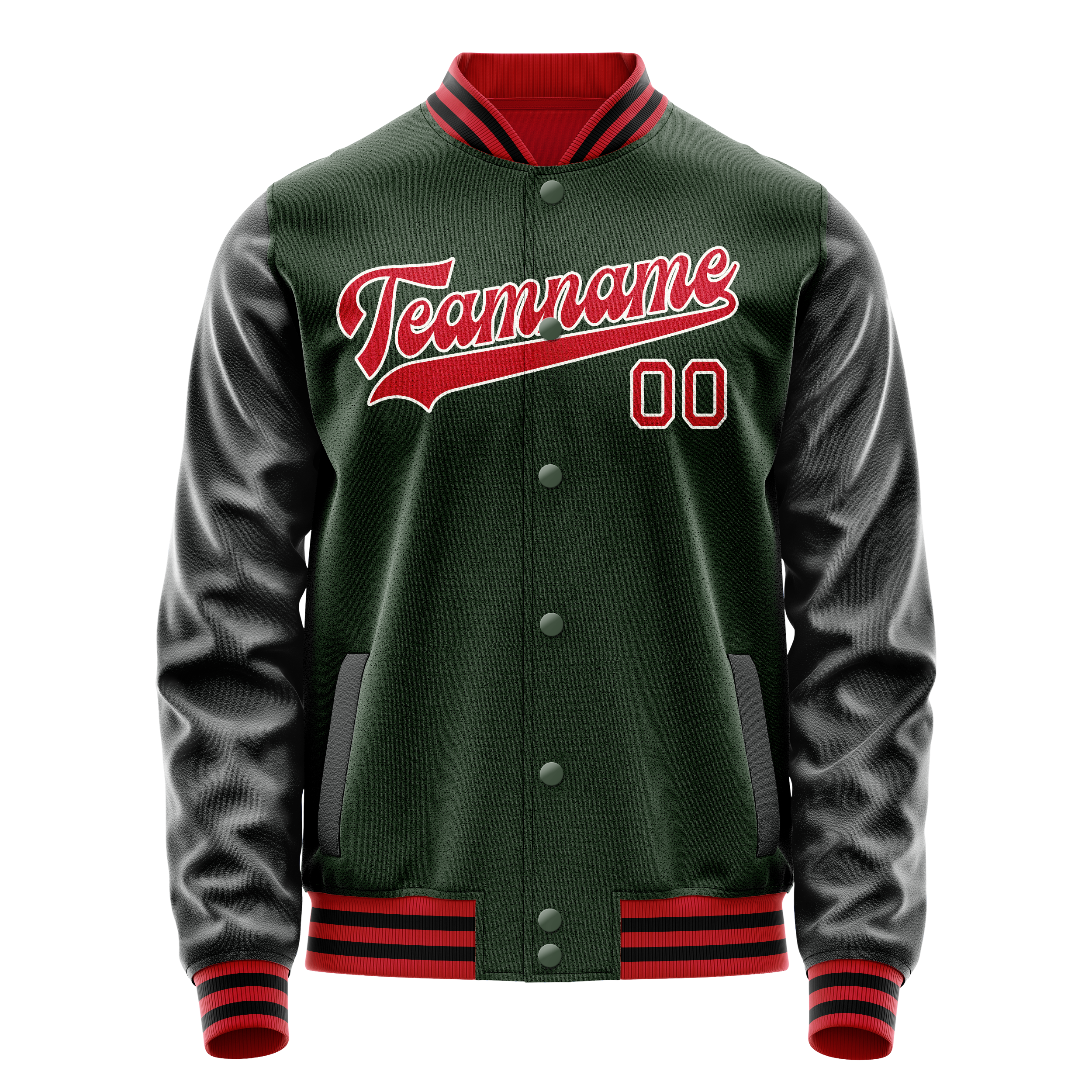 Custom Green Orange Solid Color Varsity Letterman Jacket JA02240617JG203