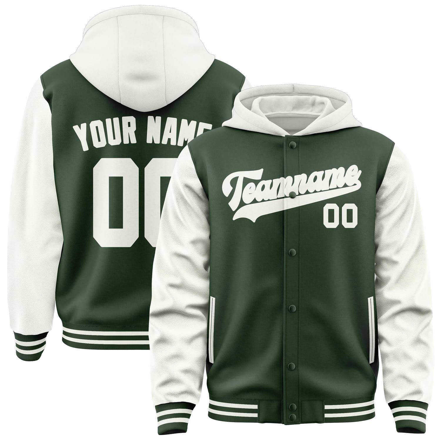 Custom Dark Green White Jacket
