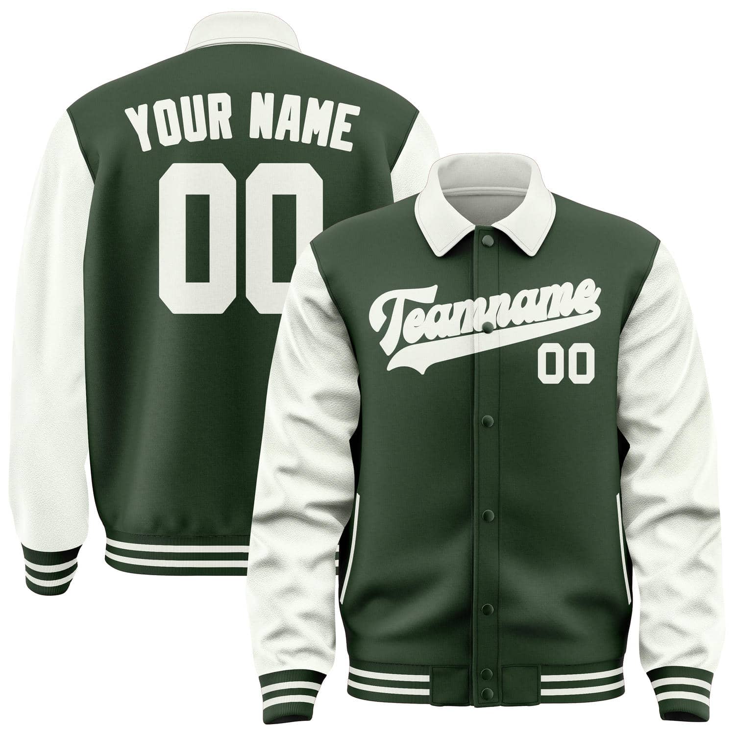 Custom Dark Green White Jacket