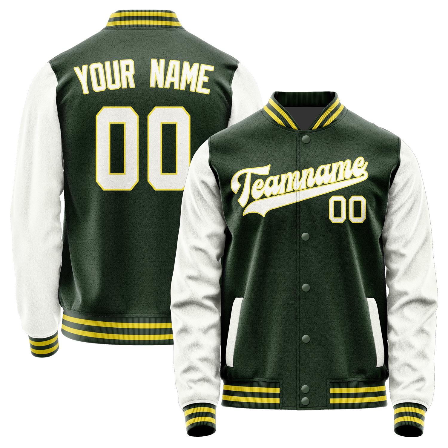 Custom Dark Green White Jacket JA0606180626B32618