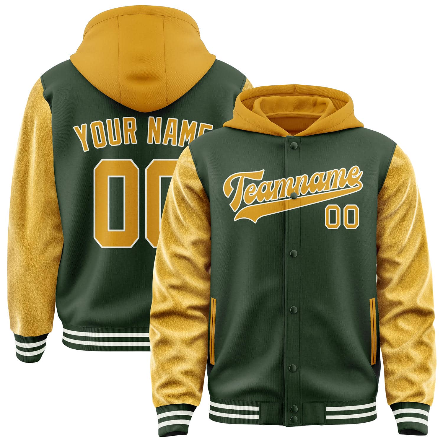 Custom Dark Green Yellow Jacket