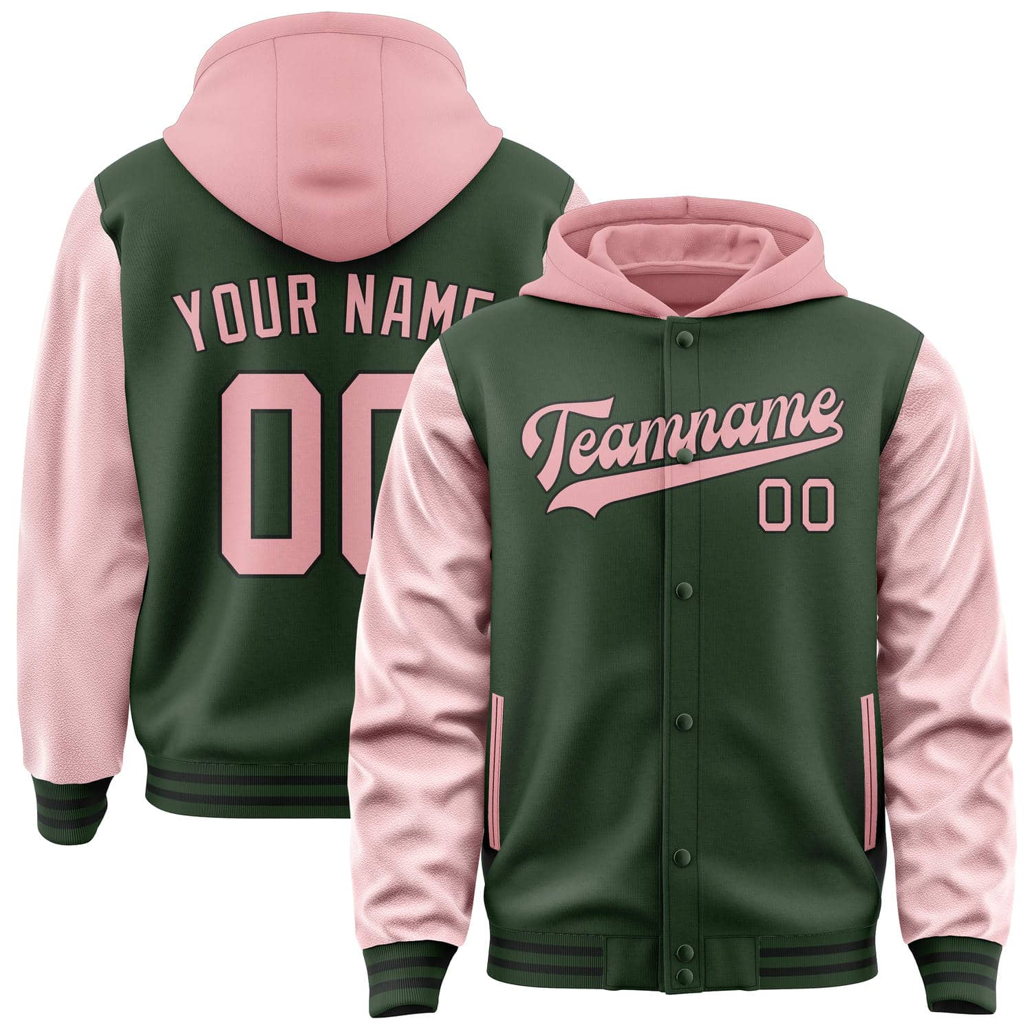 Custom Dark Green Light Pink Jacket