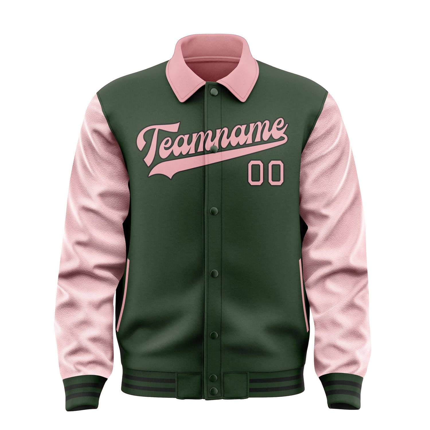 Custom Dark Green Light Pink Jacket