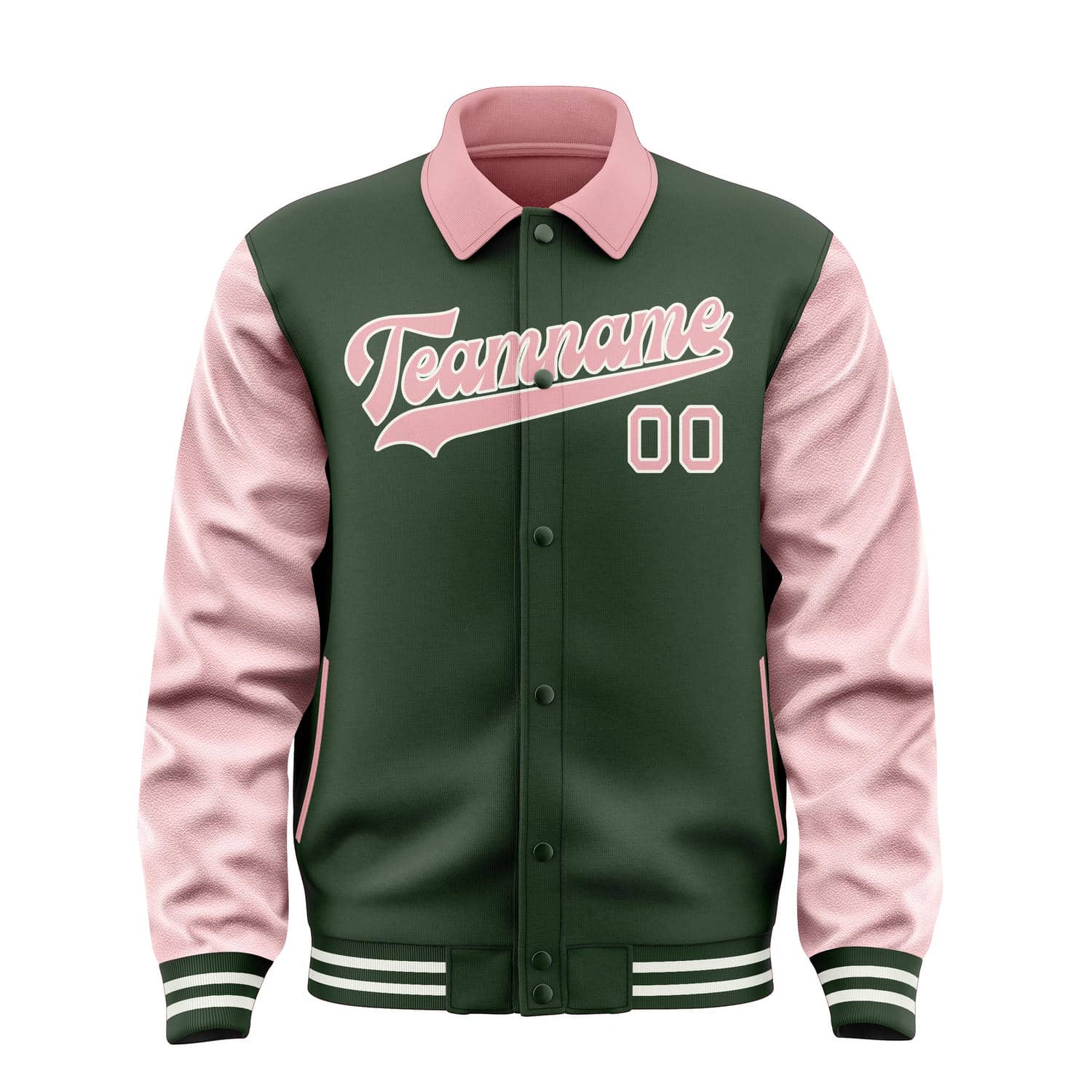 Custom Dark Green Light Pink Jacket