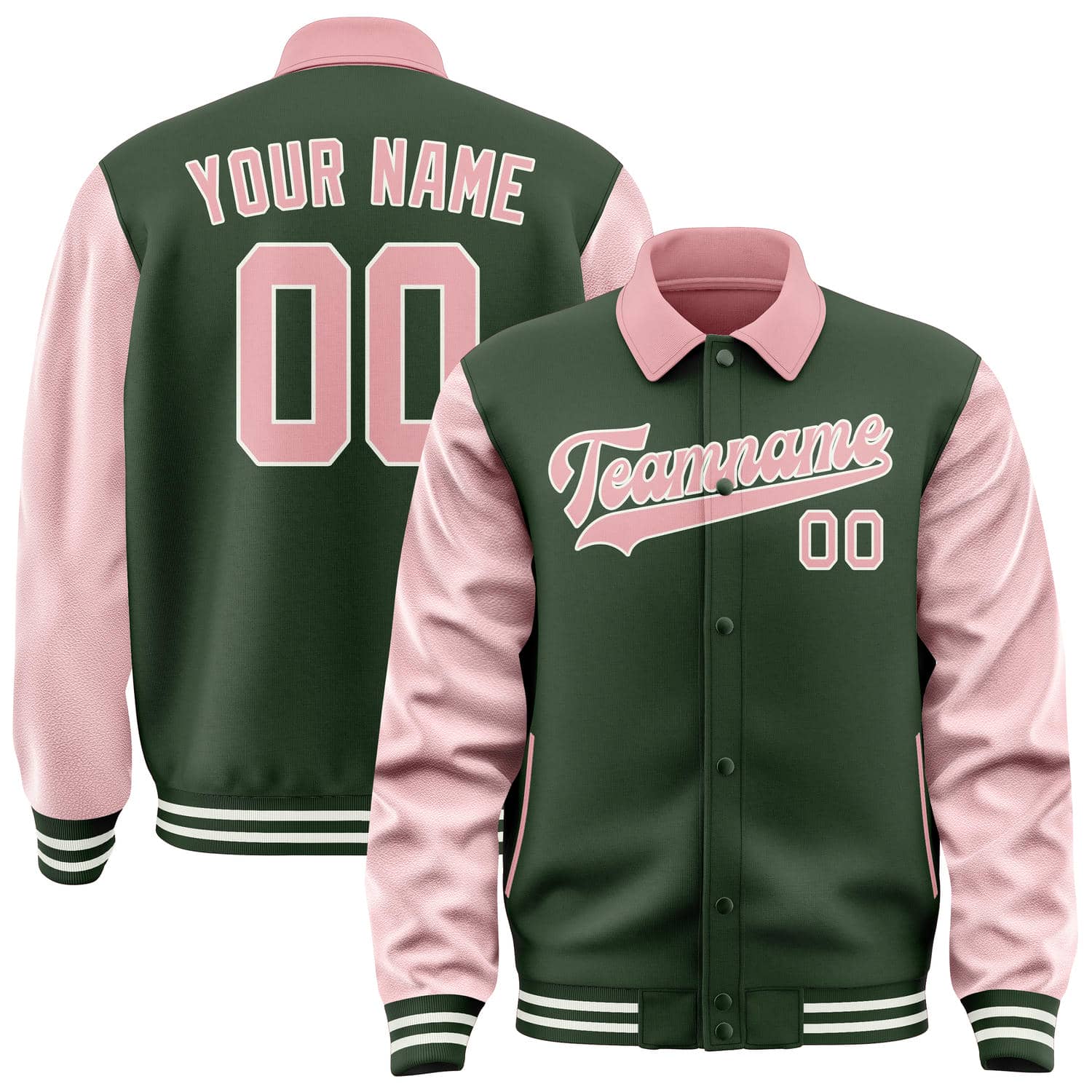 Custom Dark Green Light Pink Jacket