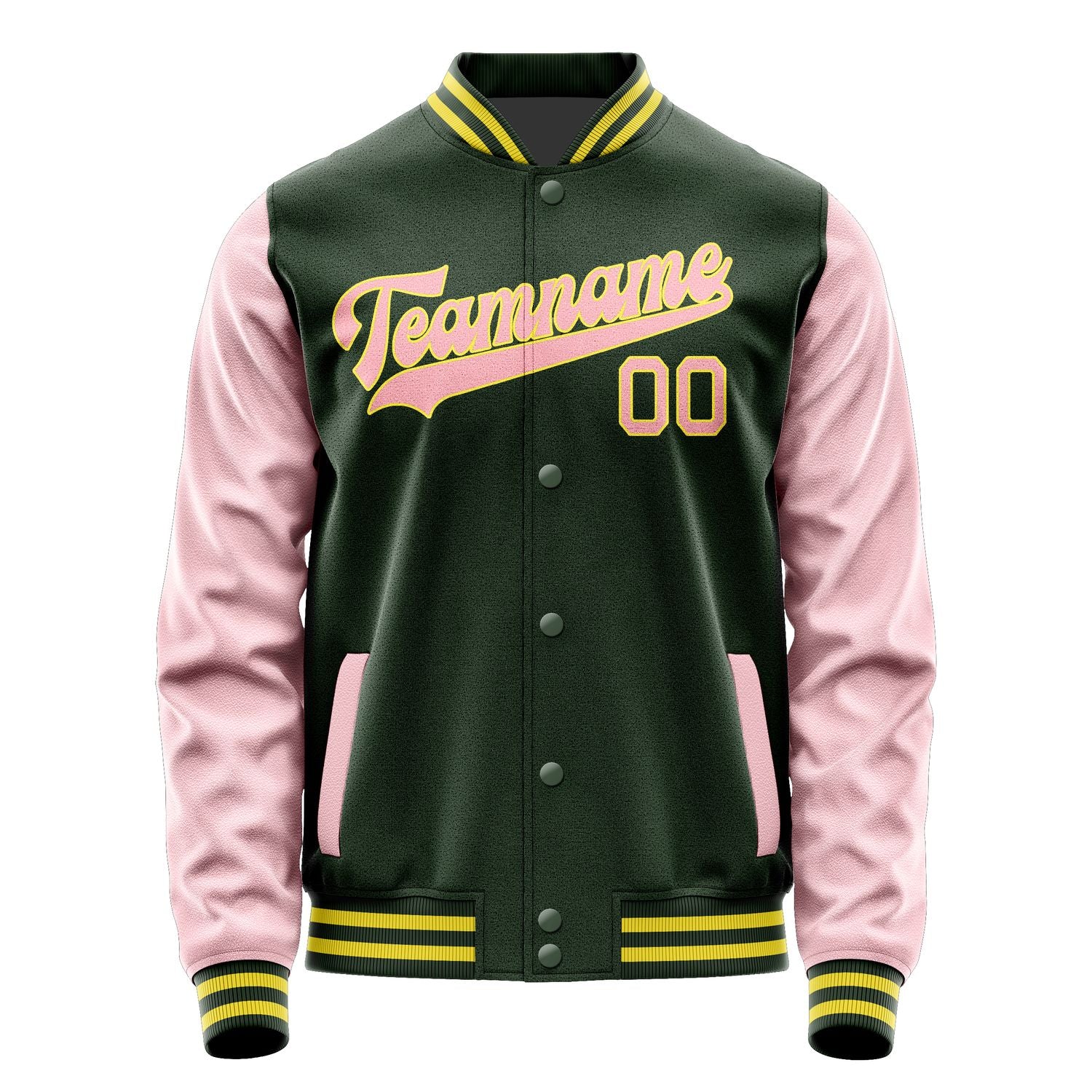 Custom Dark Green Light Pink Jacket JA0606210626B32621