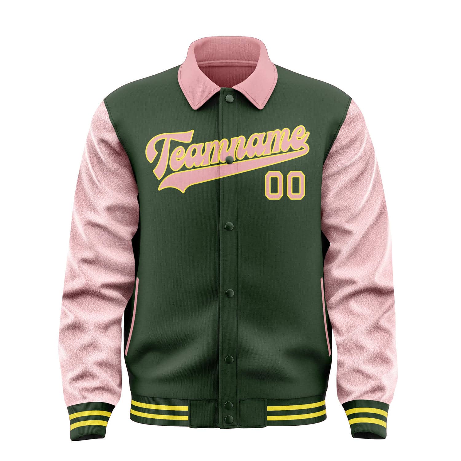 Custom Dark Green Light Pink Jacket
