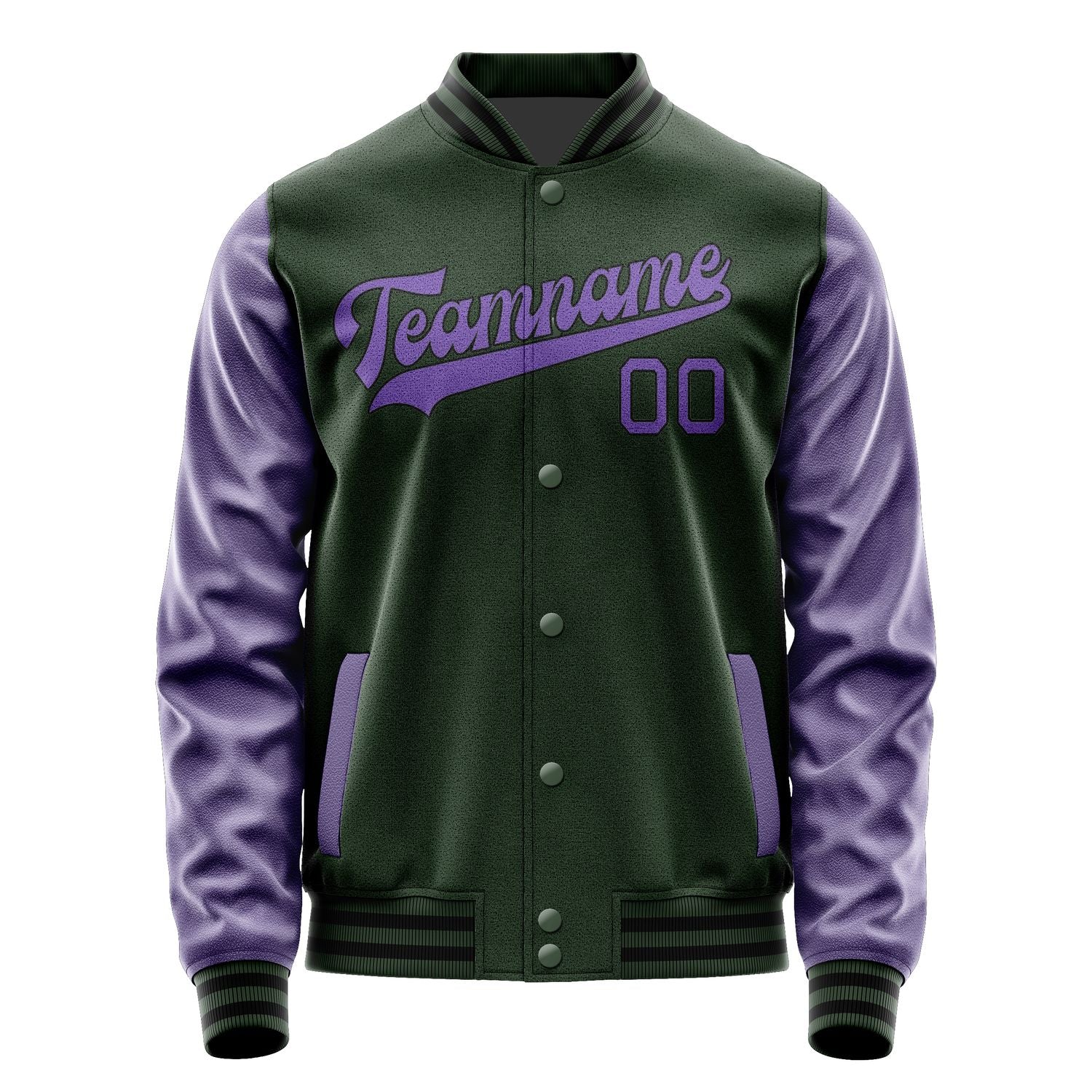 Custom Dark Green Light Purple Jacket JA0606230617B31723