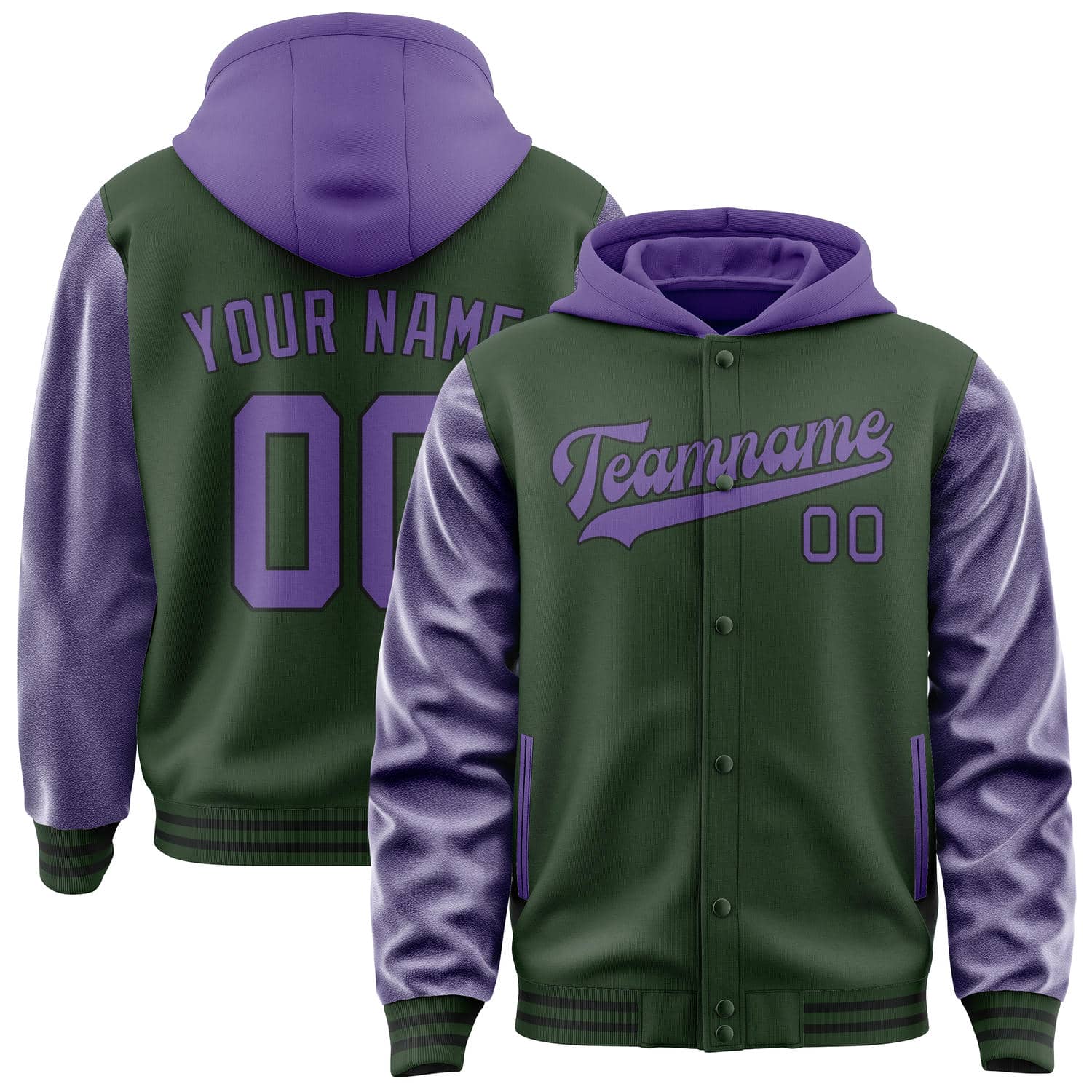 Custom Dark Green Light Purple Jacket