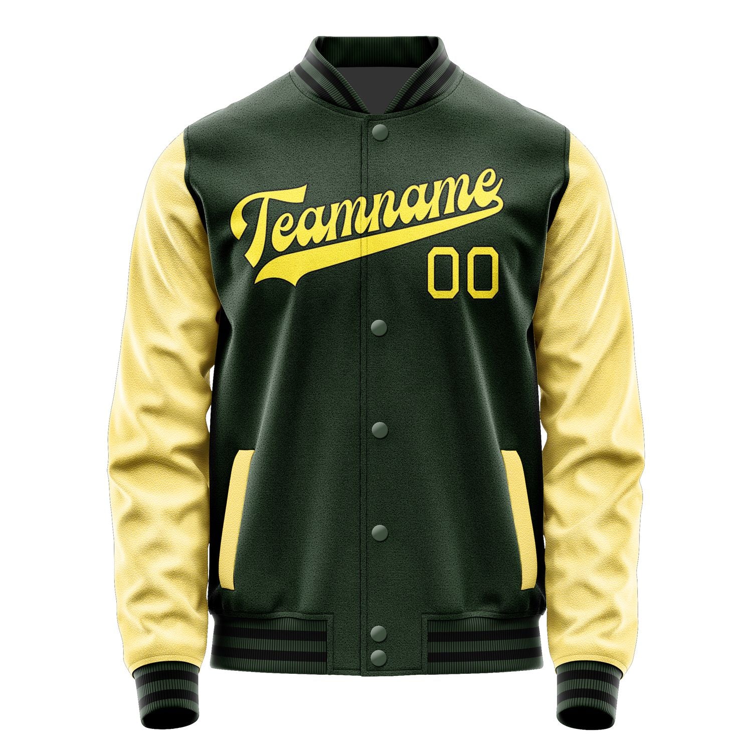 Custom Dark Green Light Yellow Jacket JA0606260617B31726