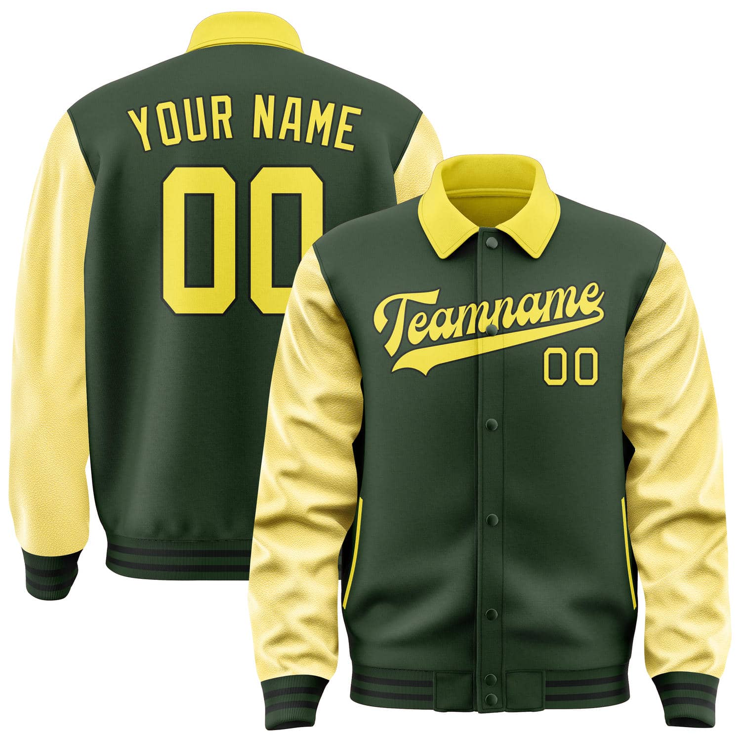 Custom Dark Green Light Yellow Jacket