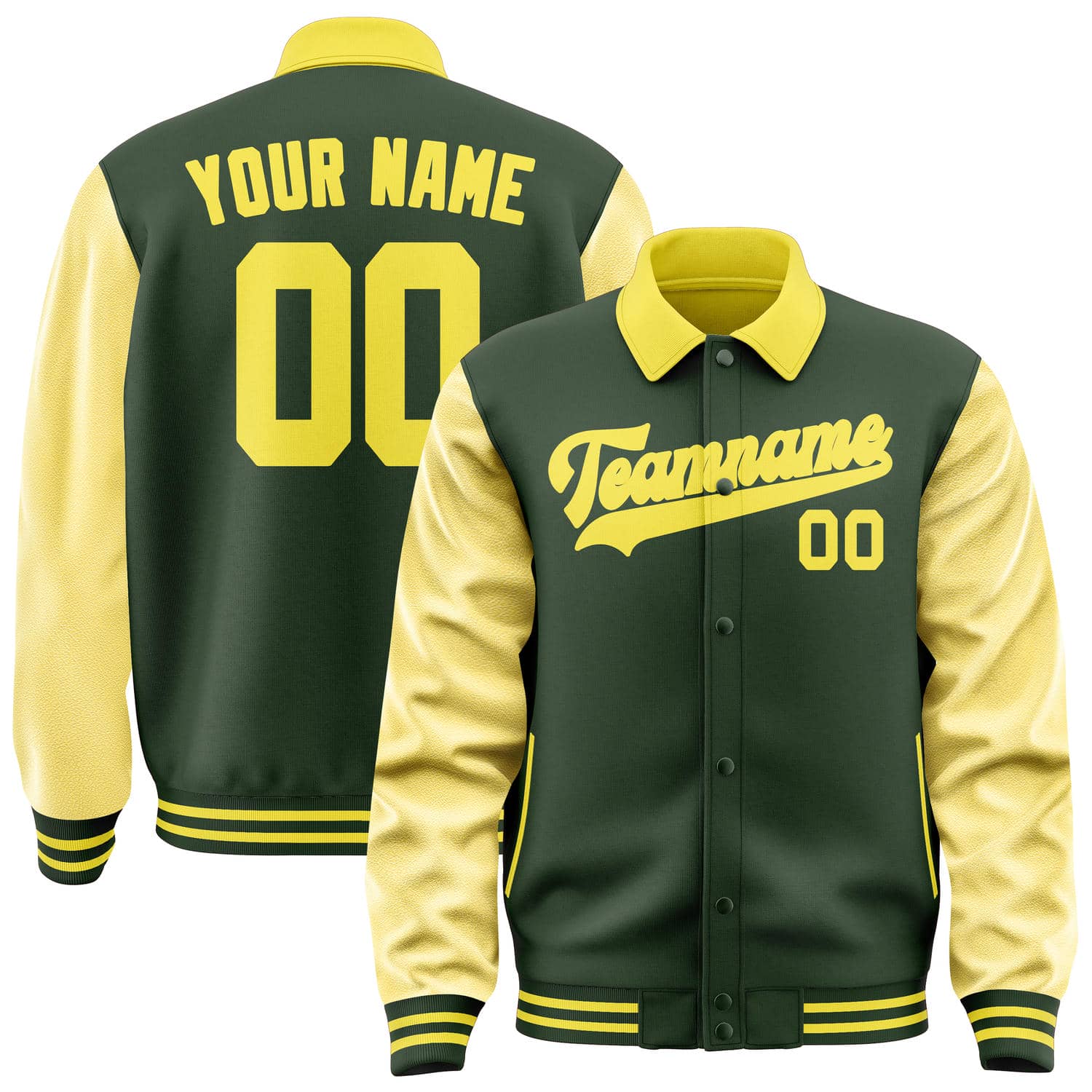 Custom Dark Green Light Yellow Jacket