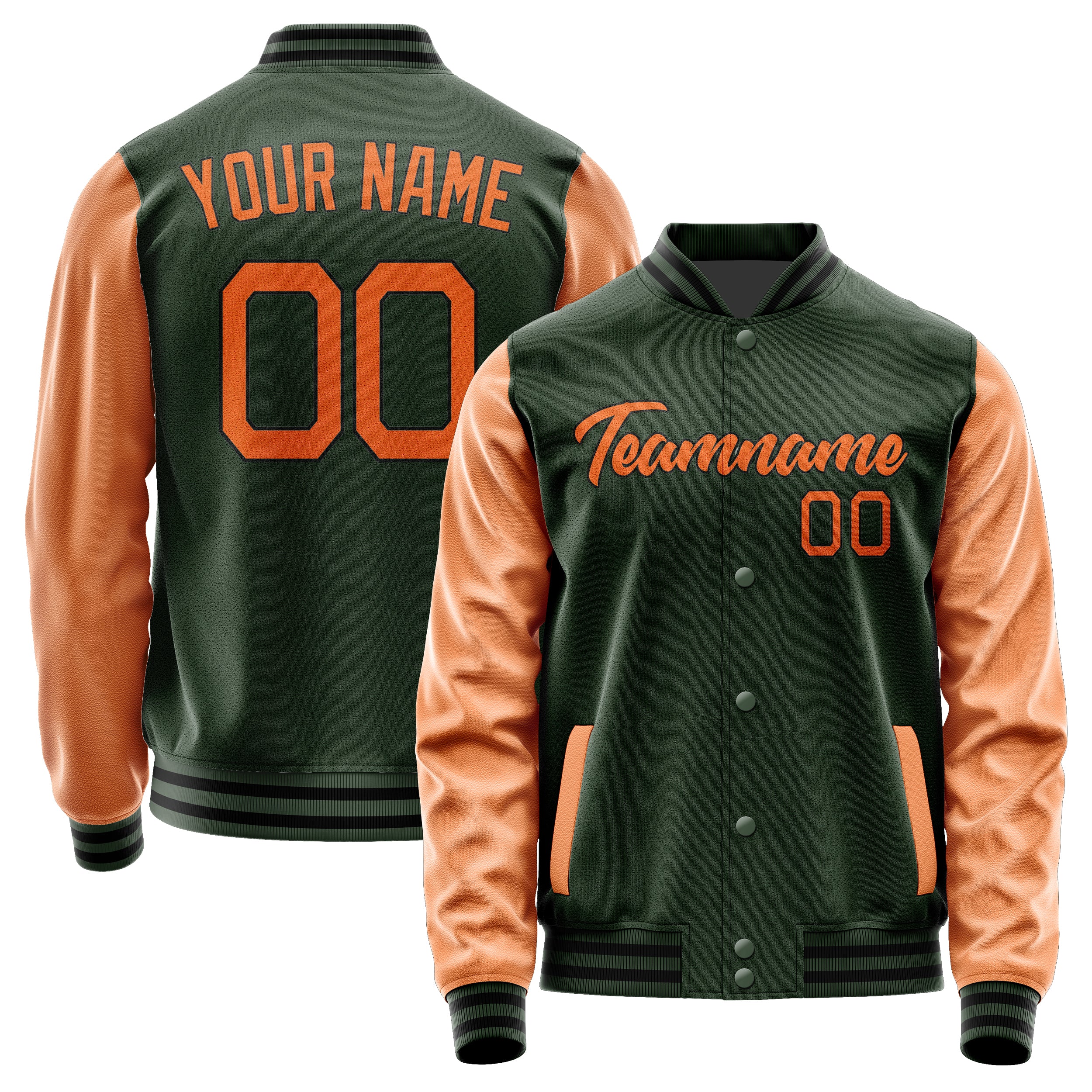 Custom Dark Green Orange Jacket JA0606280617B21728