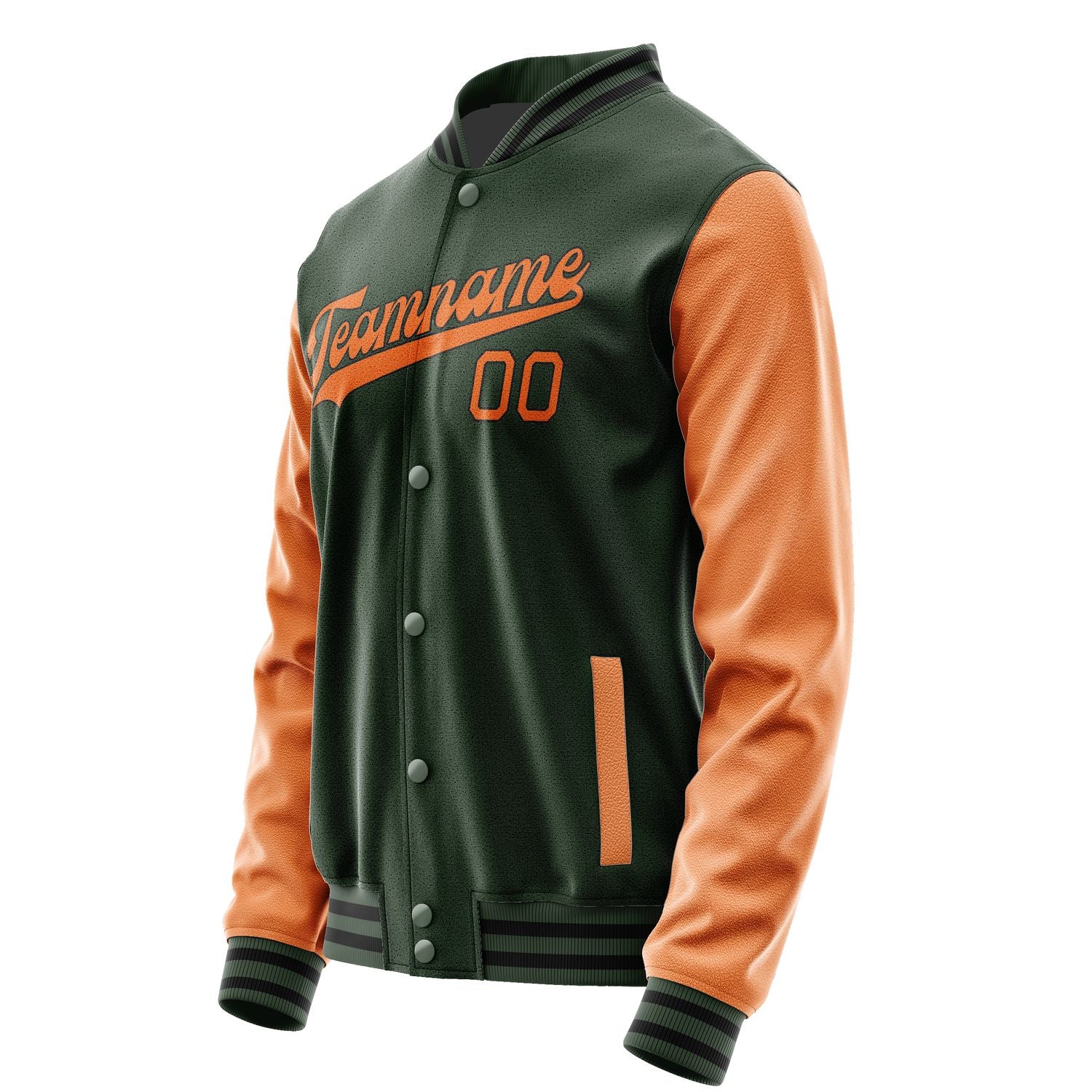 Custom Dark Green Orange Jacket JA0606280617B31728