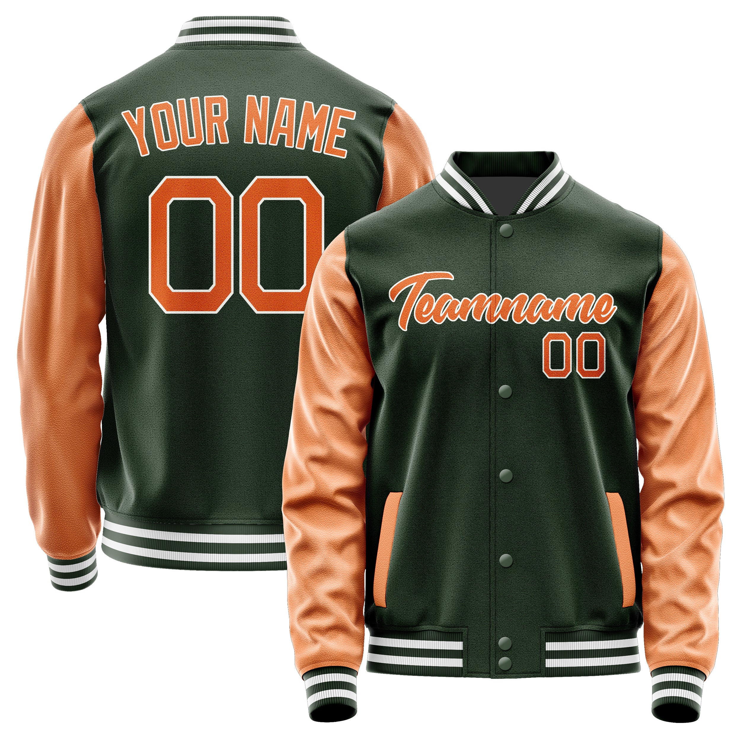 Custom Dark Green Orange Jacket JA0606280618B21828