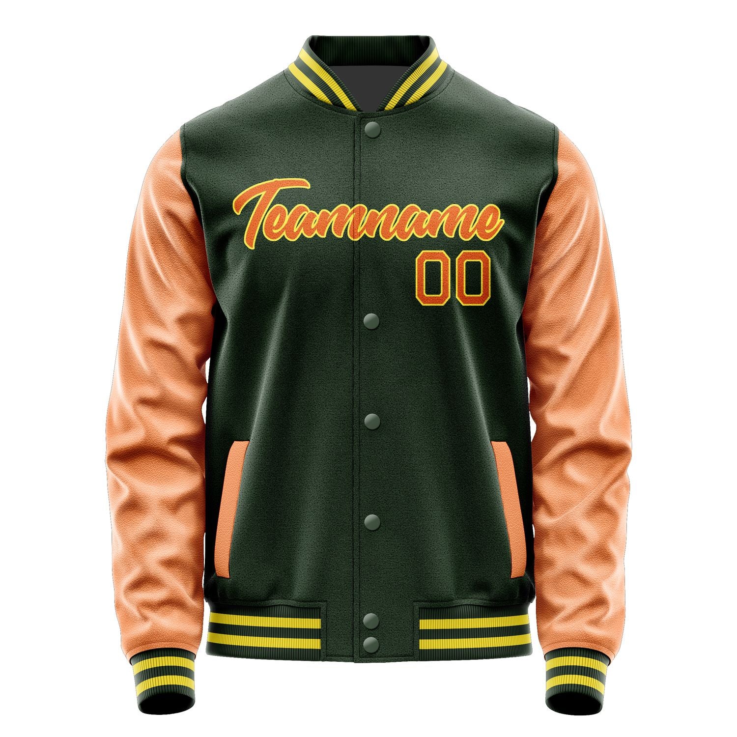 Custom Dark Green Orange Jacket JA0606280618B21828