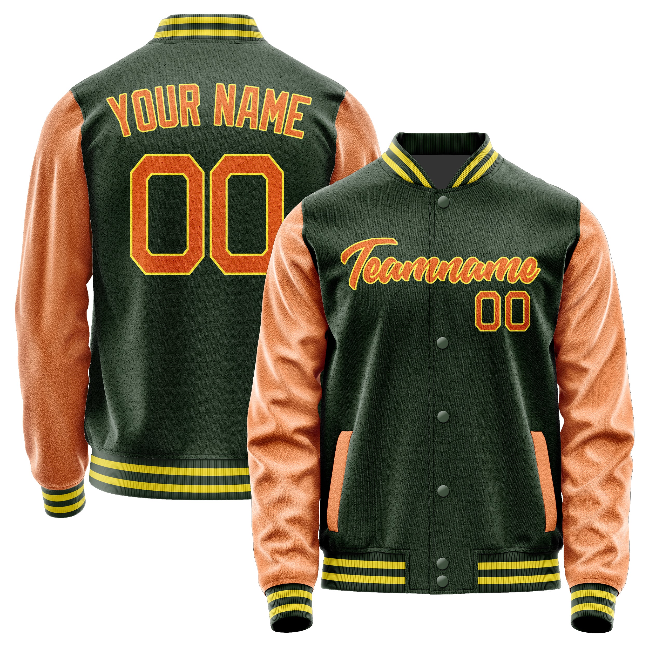 Custom Dark Green Orange Jacket JA0606280626B22628