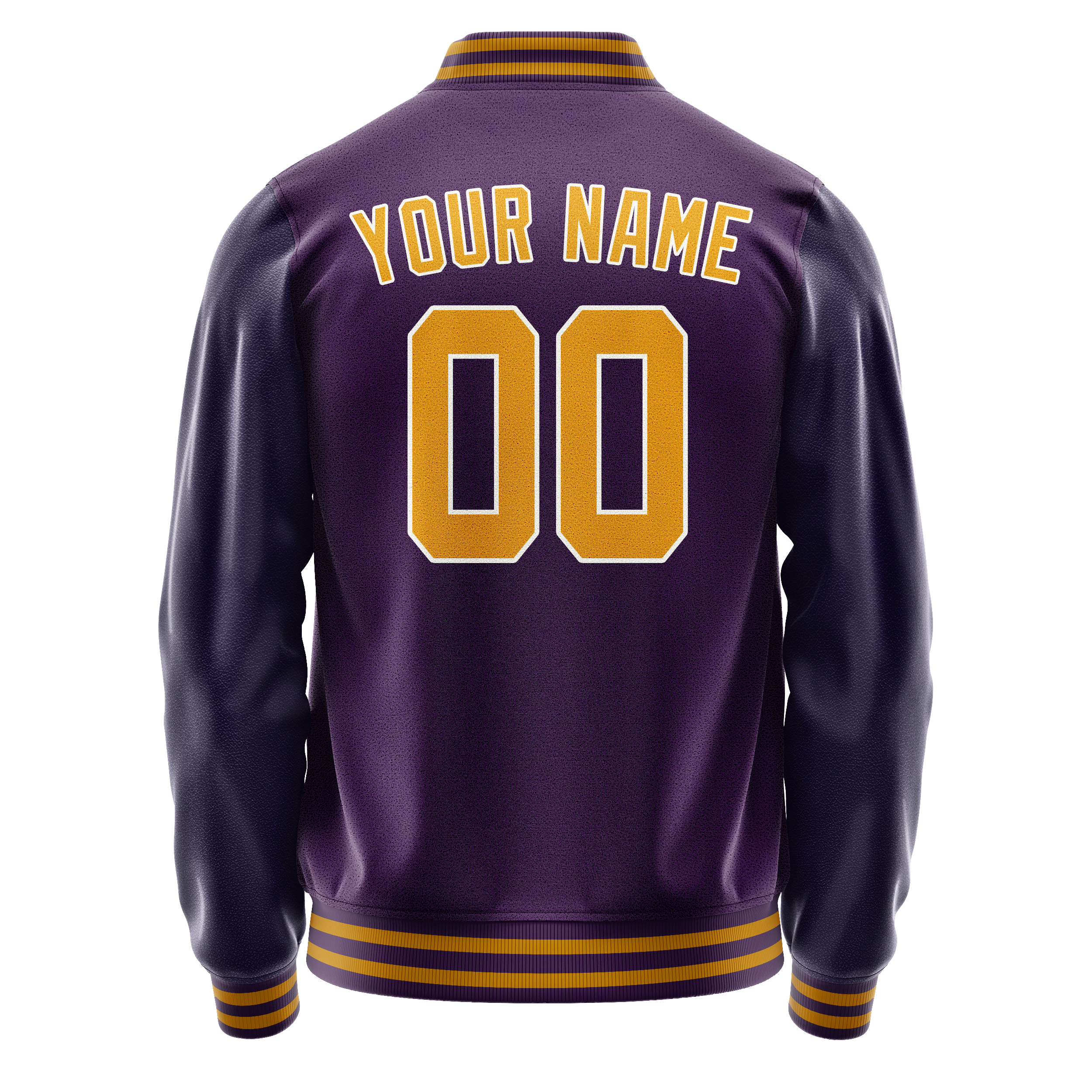 Custom Purple Gold Solid Color Varsity Letterman Jacket JA02240617KZ383
