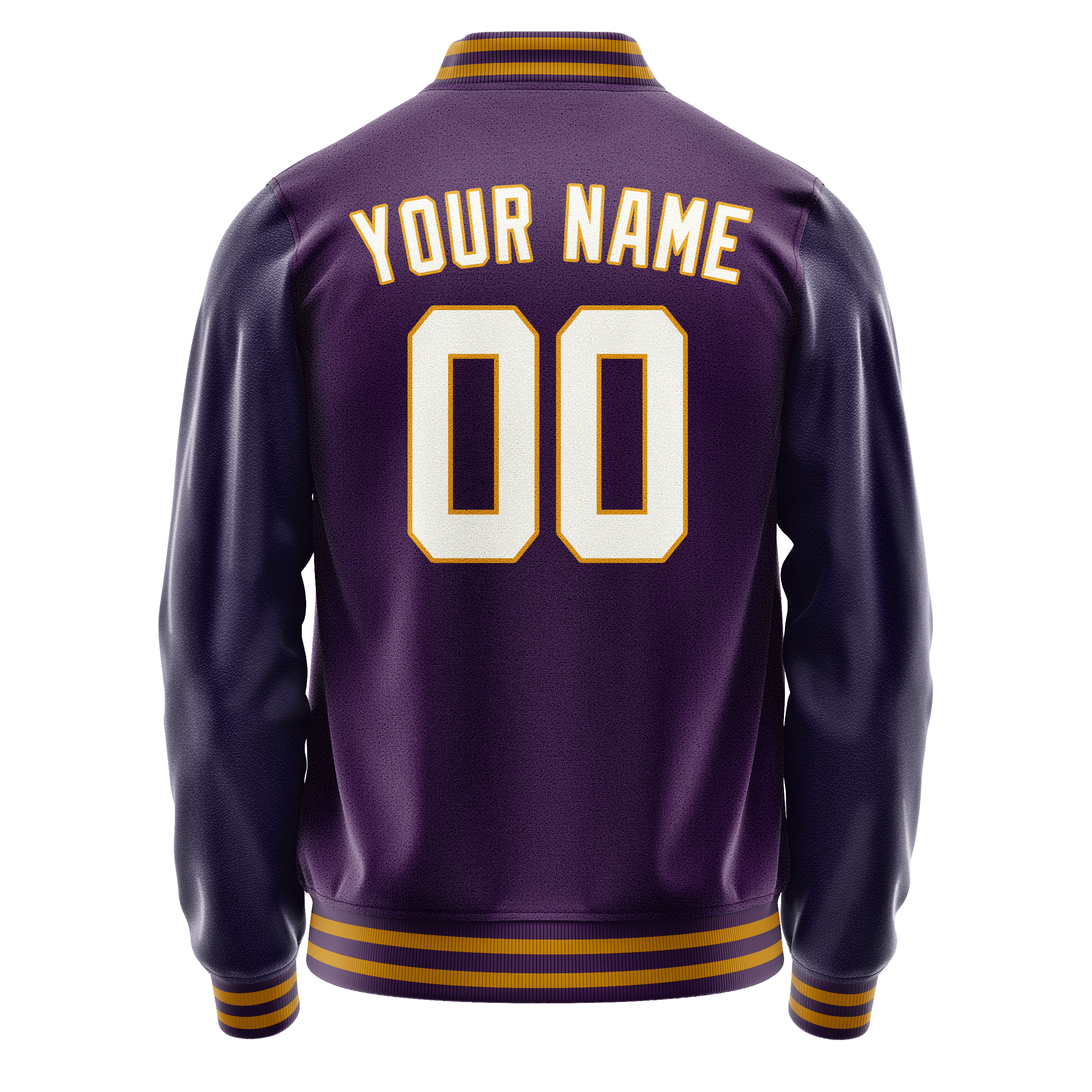 Custom Purple White Solid Color Varsity Letterman Jacket JA02240617KZ361