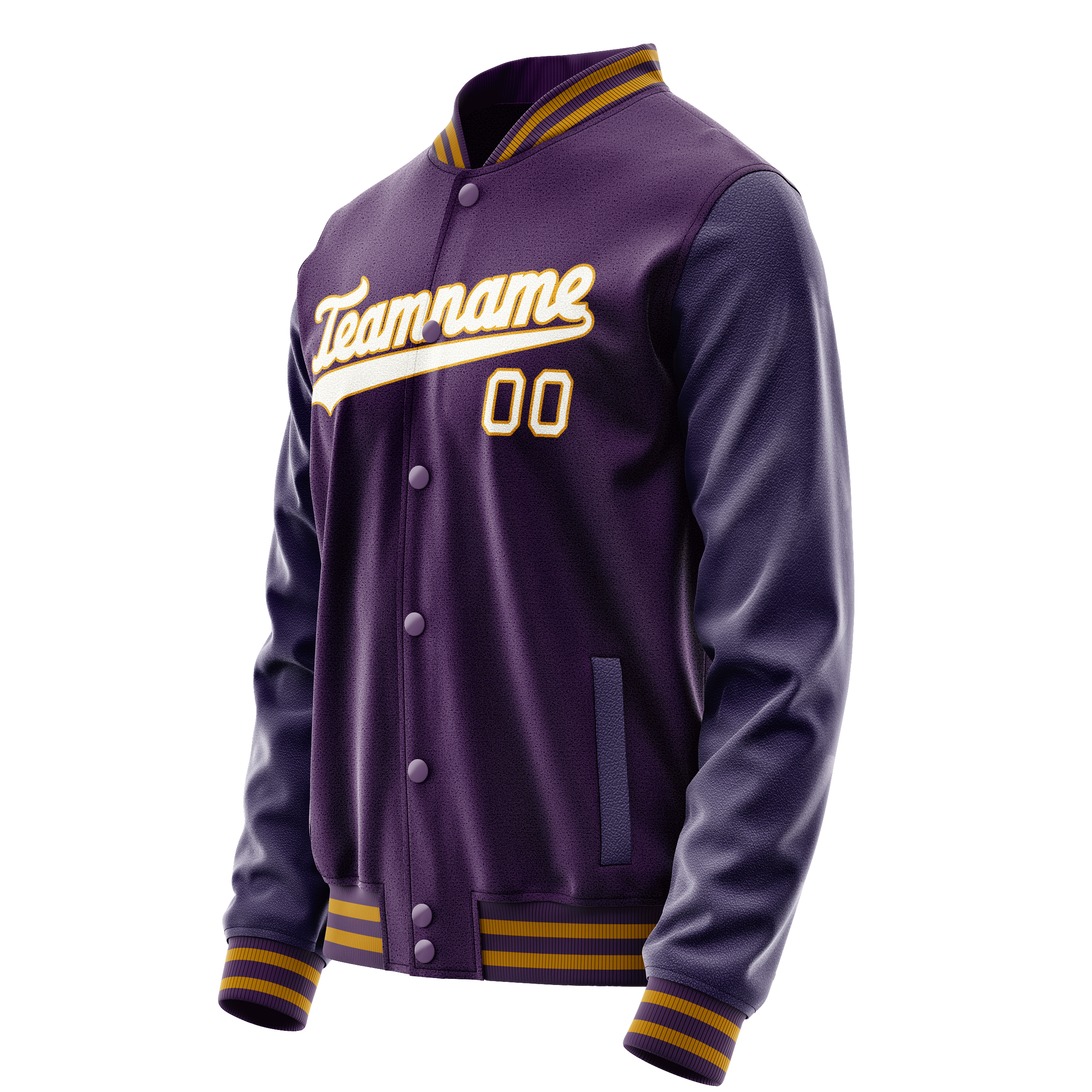 Custom Purple White Solid Color Varsity Letterman Jacket JA02240617KZ361