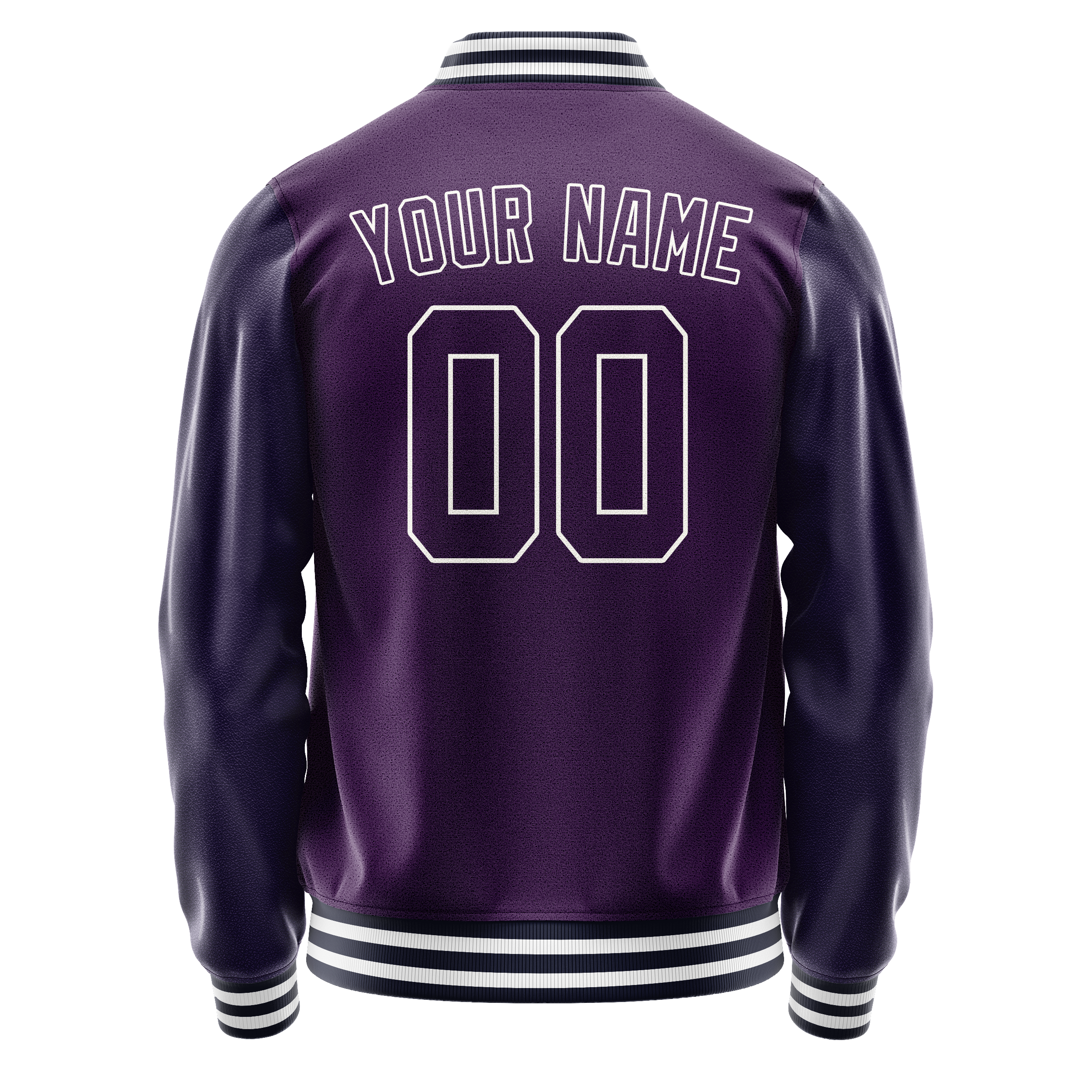 Custom Purple White Solid Color Varsity Letterman Jacket JA02240617KZ382
