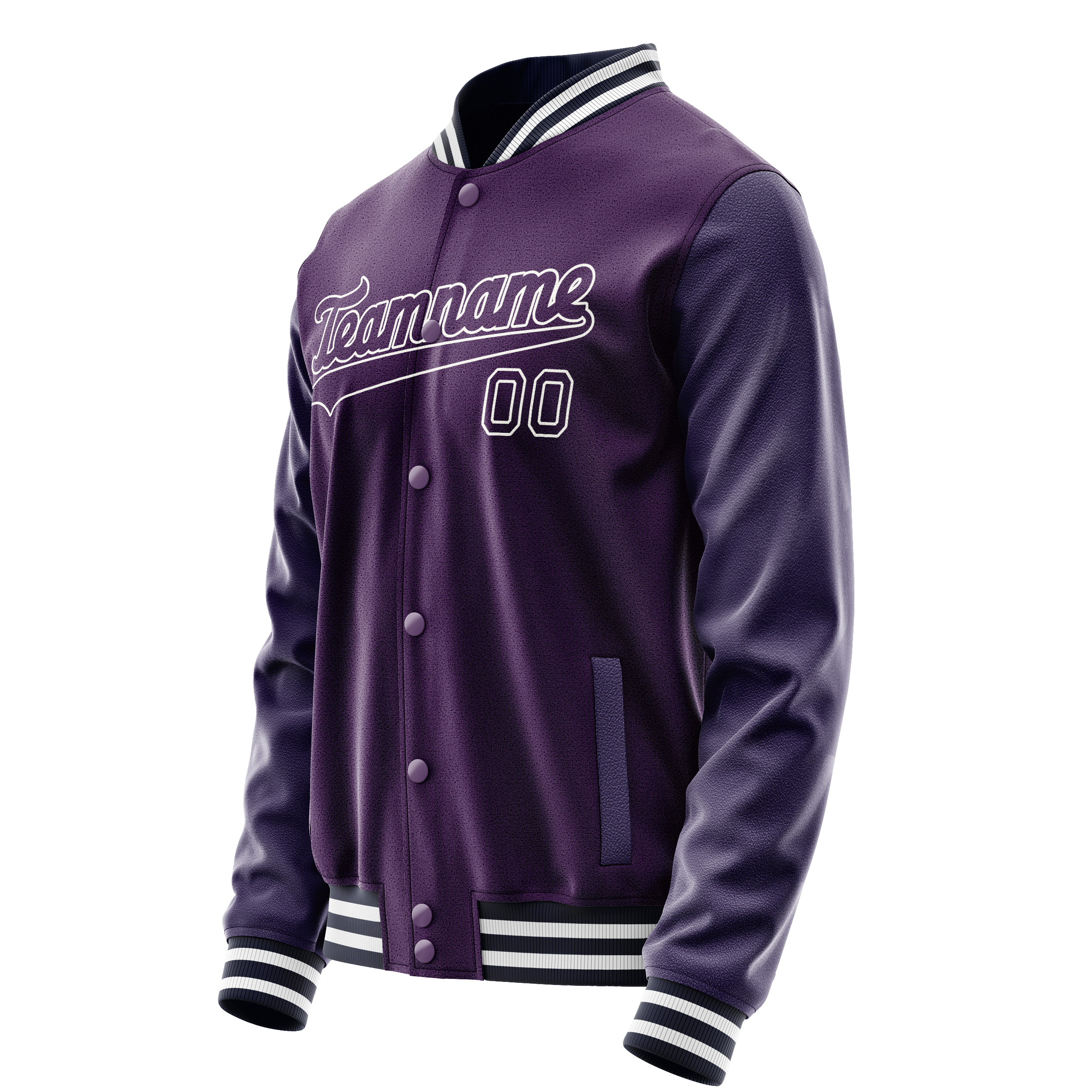 Custom Purple White Solid Color Varsity Letterman Jacket JA02240617KZ382