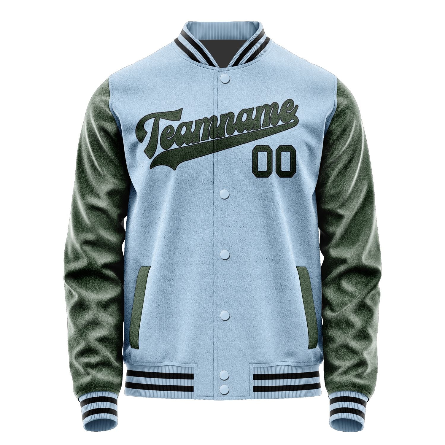 Custom Light Blue Dark Green Jacket JA0808060817B31706