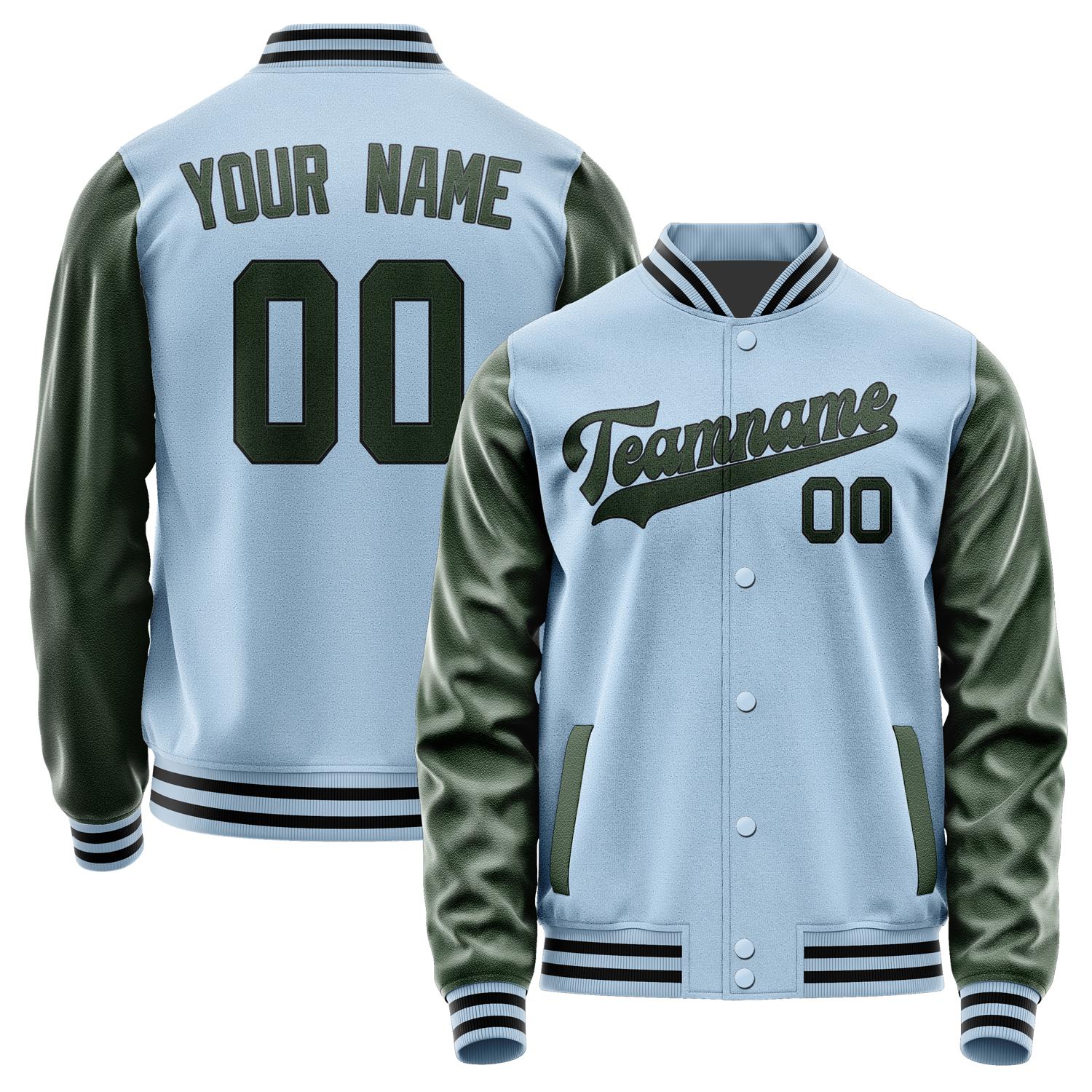 Custom Light Blue Dark Green Jacket JA0808060817B31706