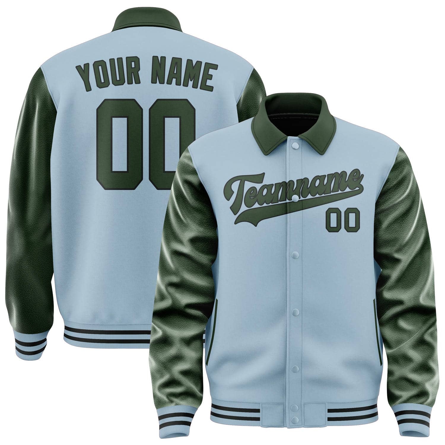 Custom Light Blue Dark Green Jacket