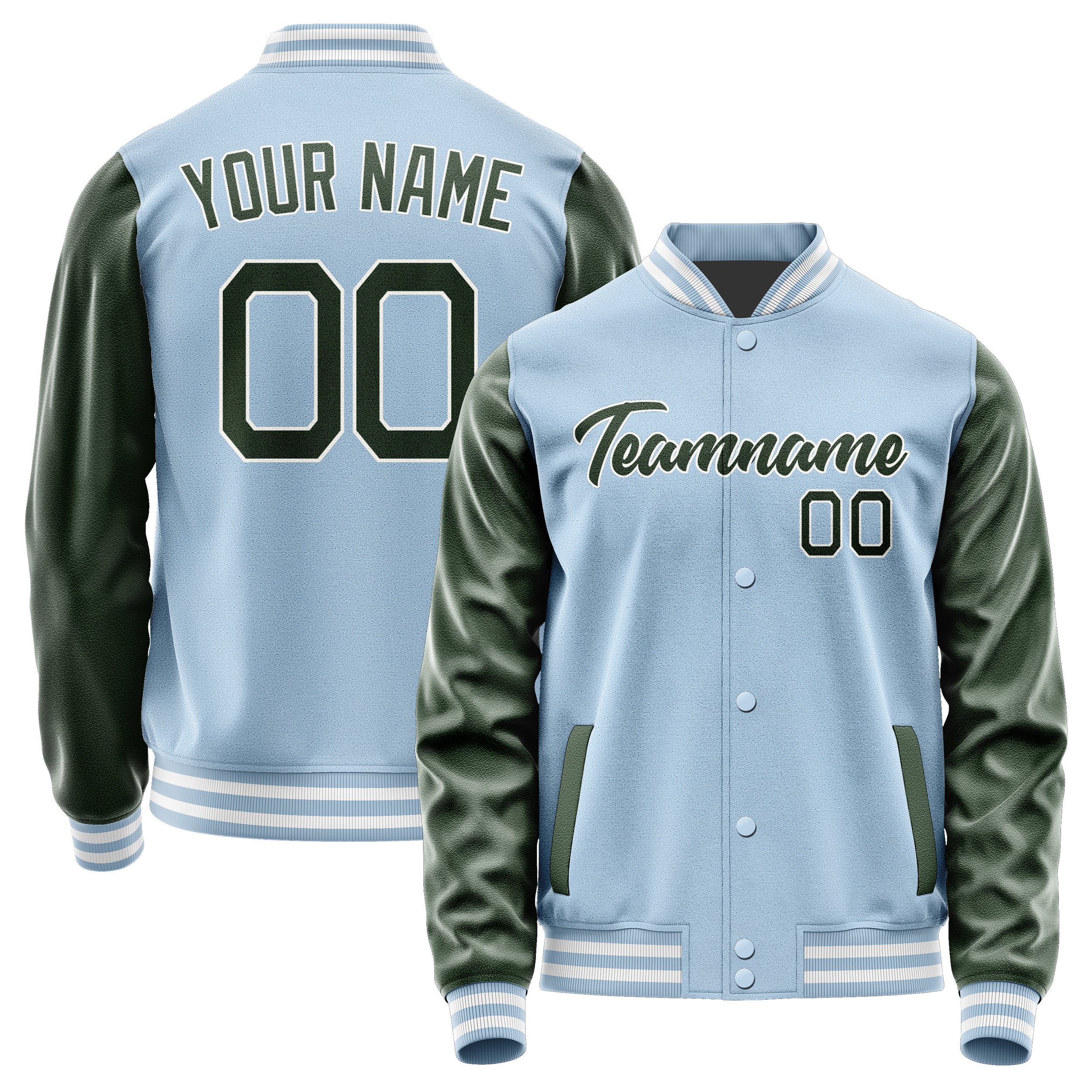 Custom Light Blue Dark Green Jacket JA0808060818B21806
