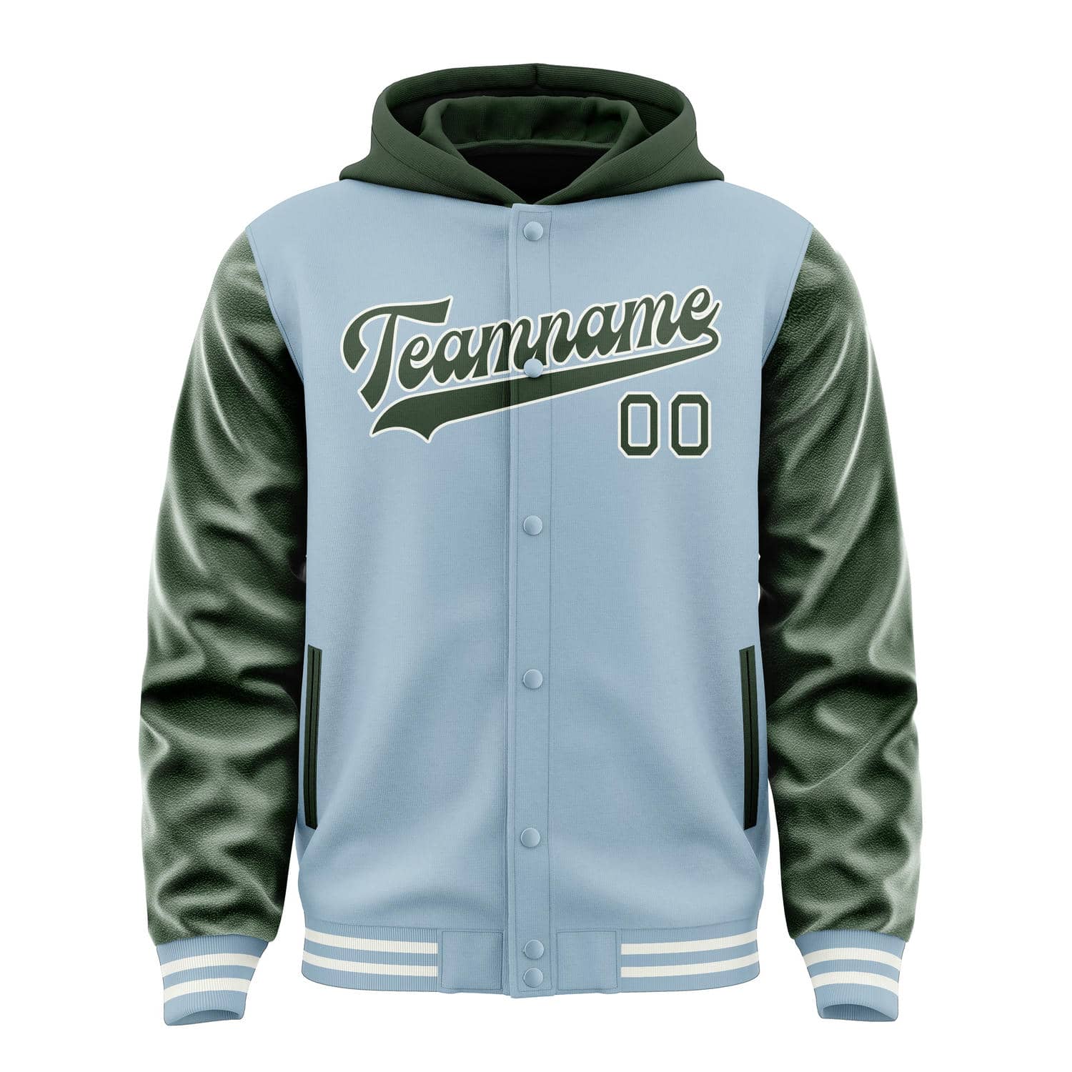 Custom Light Blue Dark Green Jacket