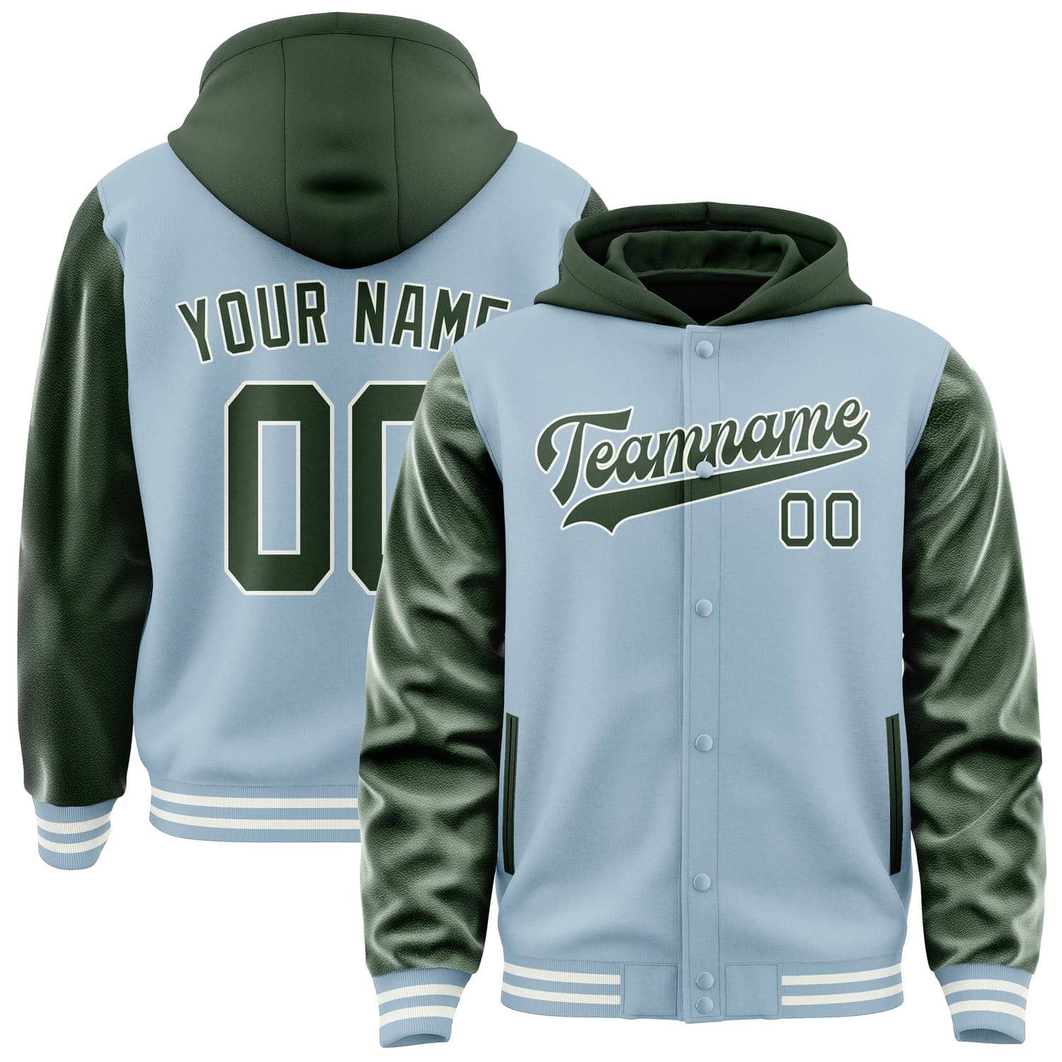 Custom Light Blue Dark Green Jacket