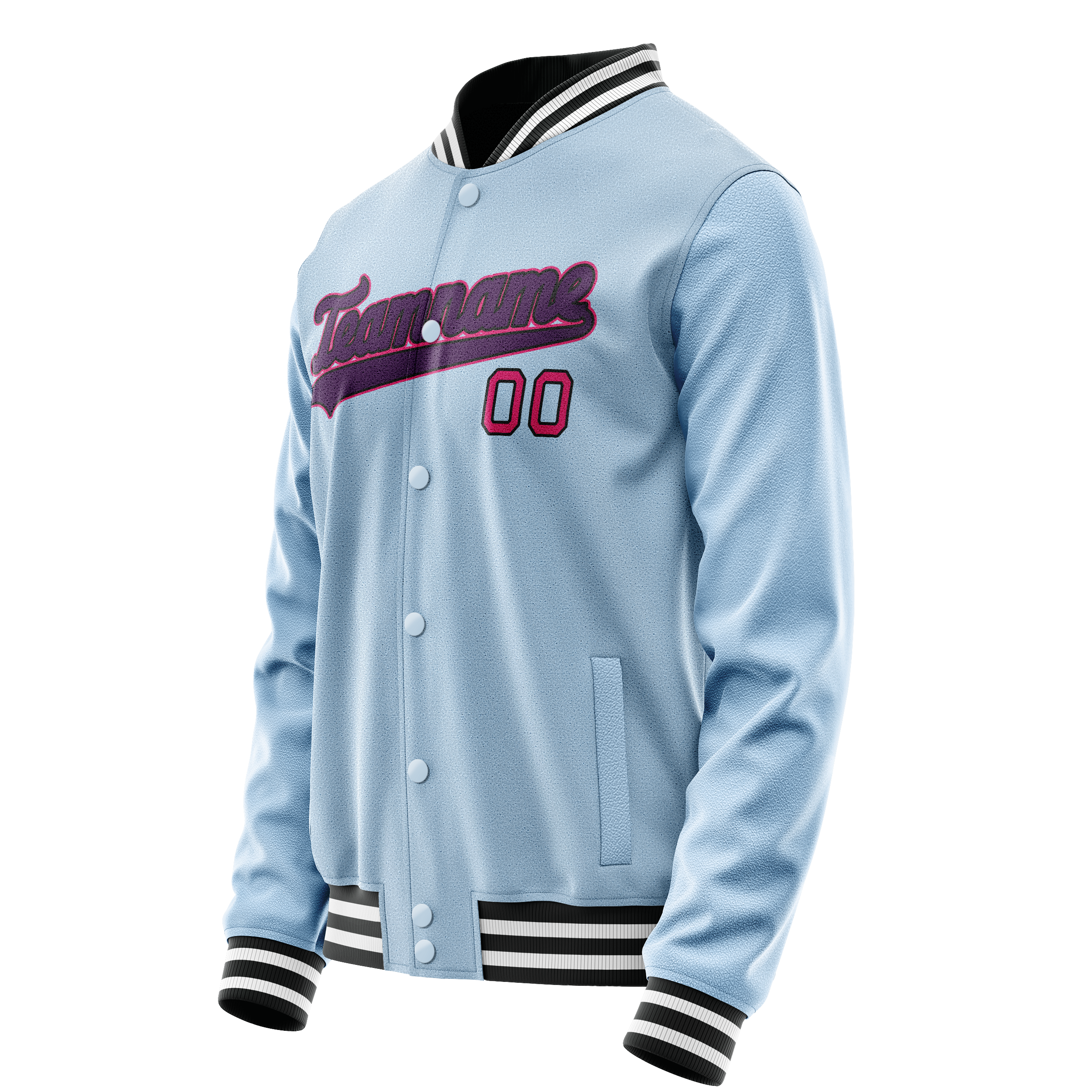Custom Light-Blue Purple Solid Color Varsity Letterman Jacket JA02240617JC265