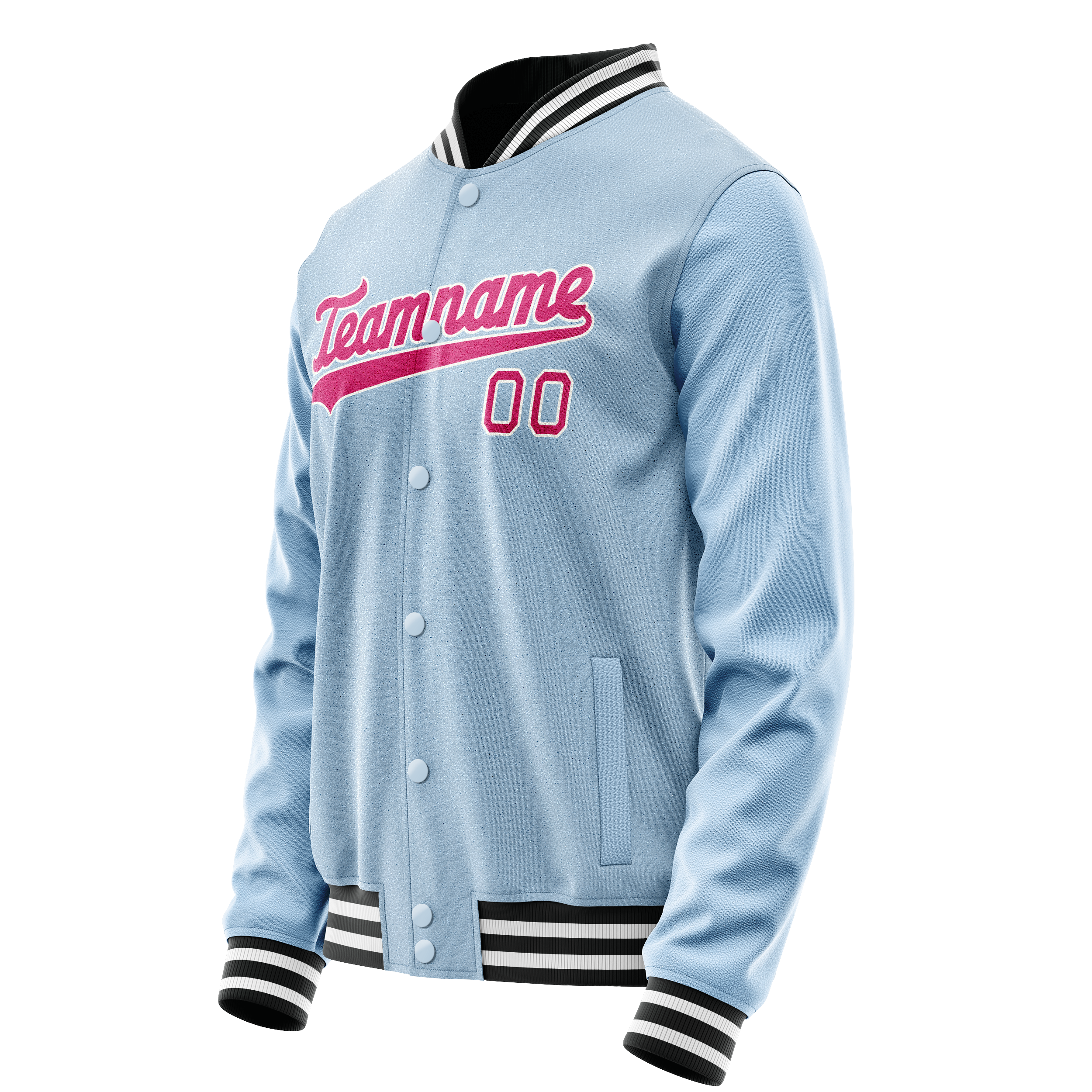 Custom Light-Blue Pink Solid Color Varsity Letterman Jacket JA02240617JC238