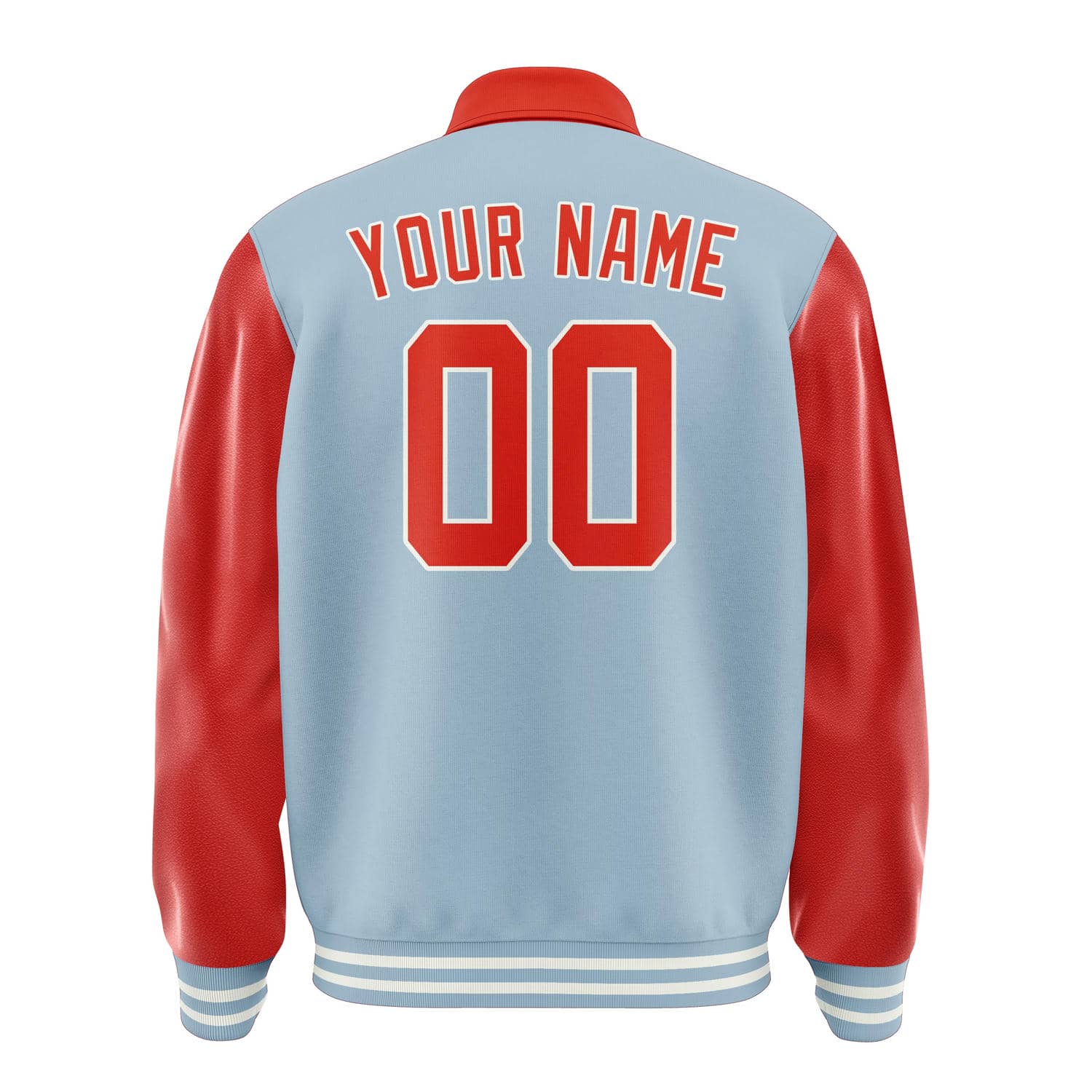 Custom Light Blue Orange Red Jacket