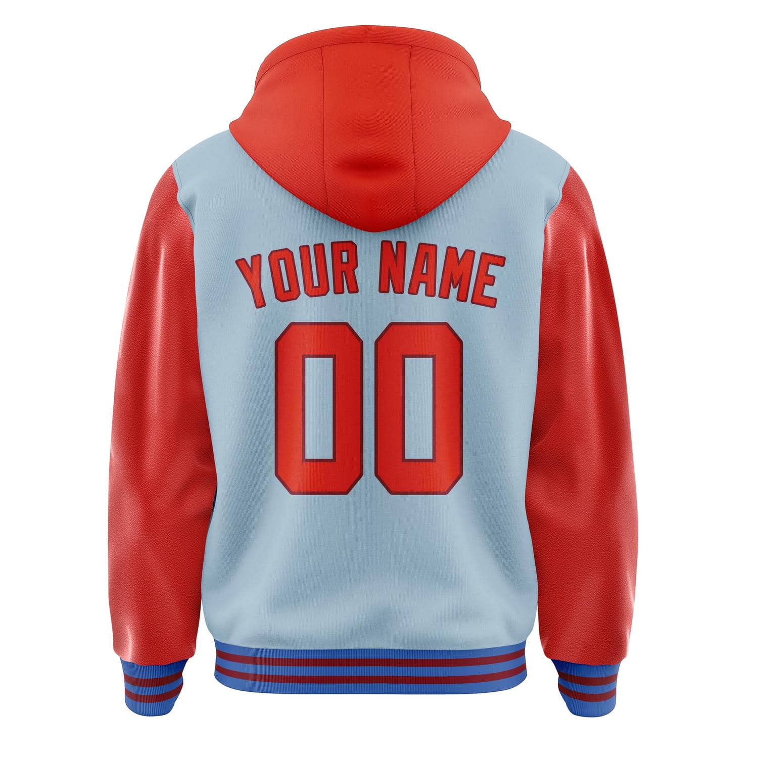 Custom Light Blue Orange Red Jacket