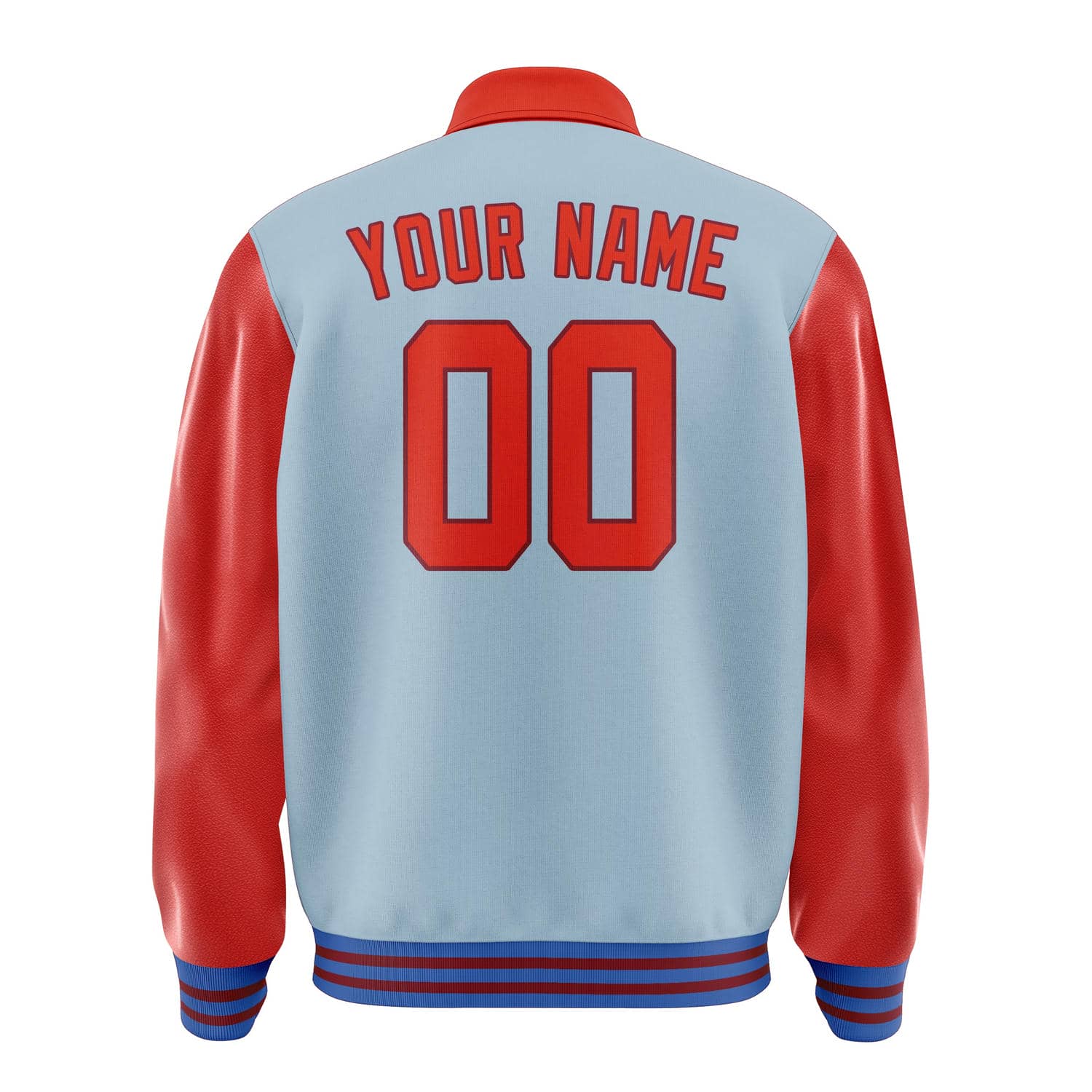 Custom Light Blue Orange Red Jacket
