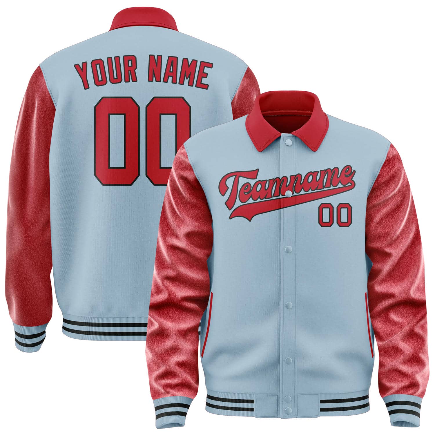 Custom Light Blue Red Jacket