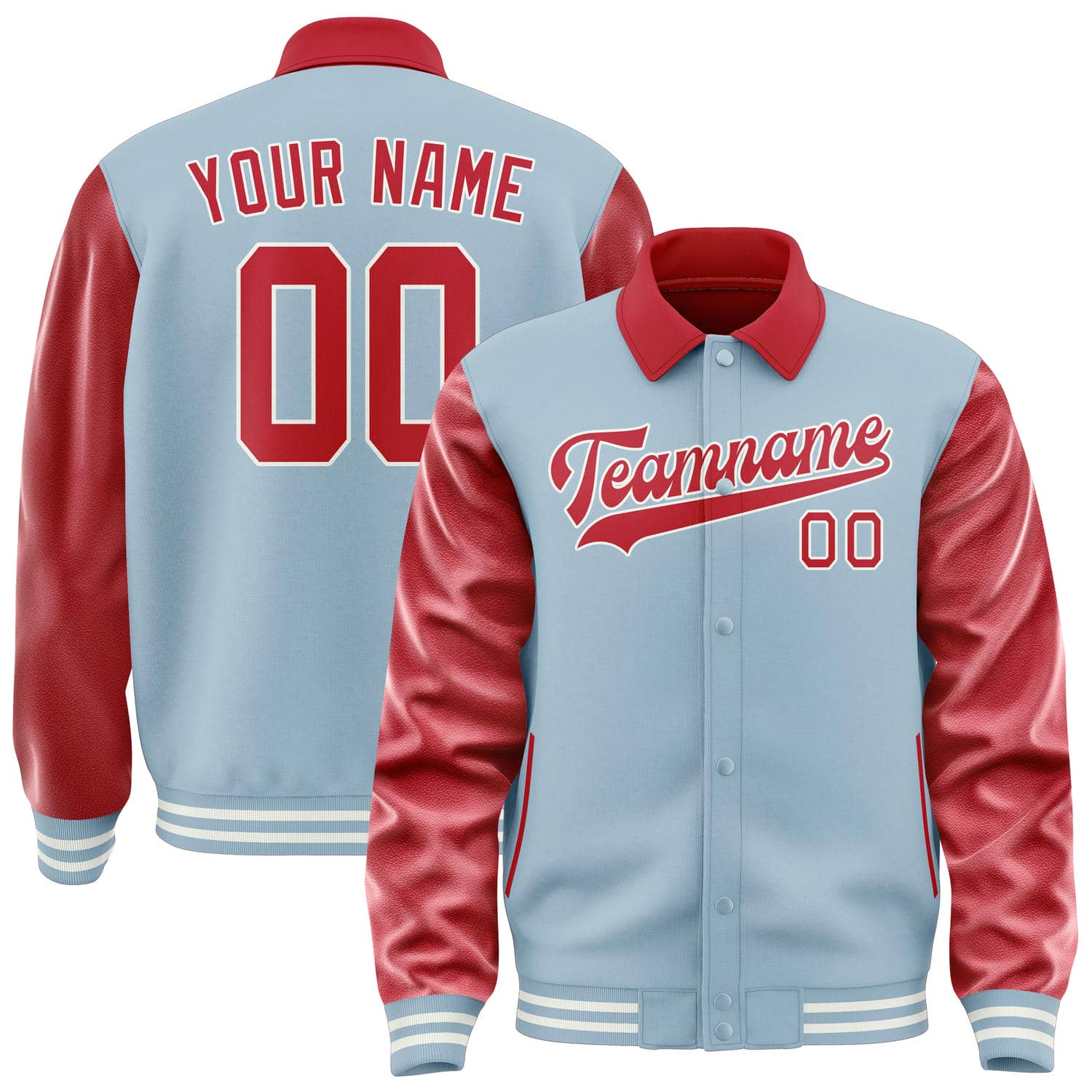 Custom Light Blue Red Jacket