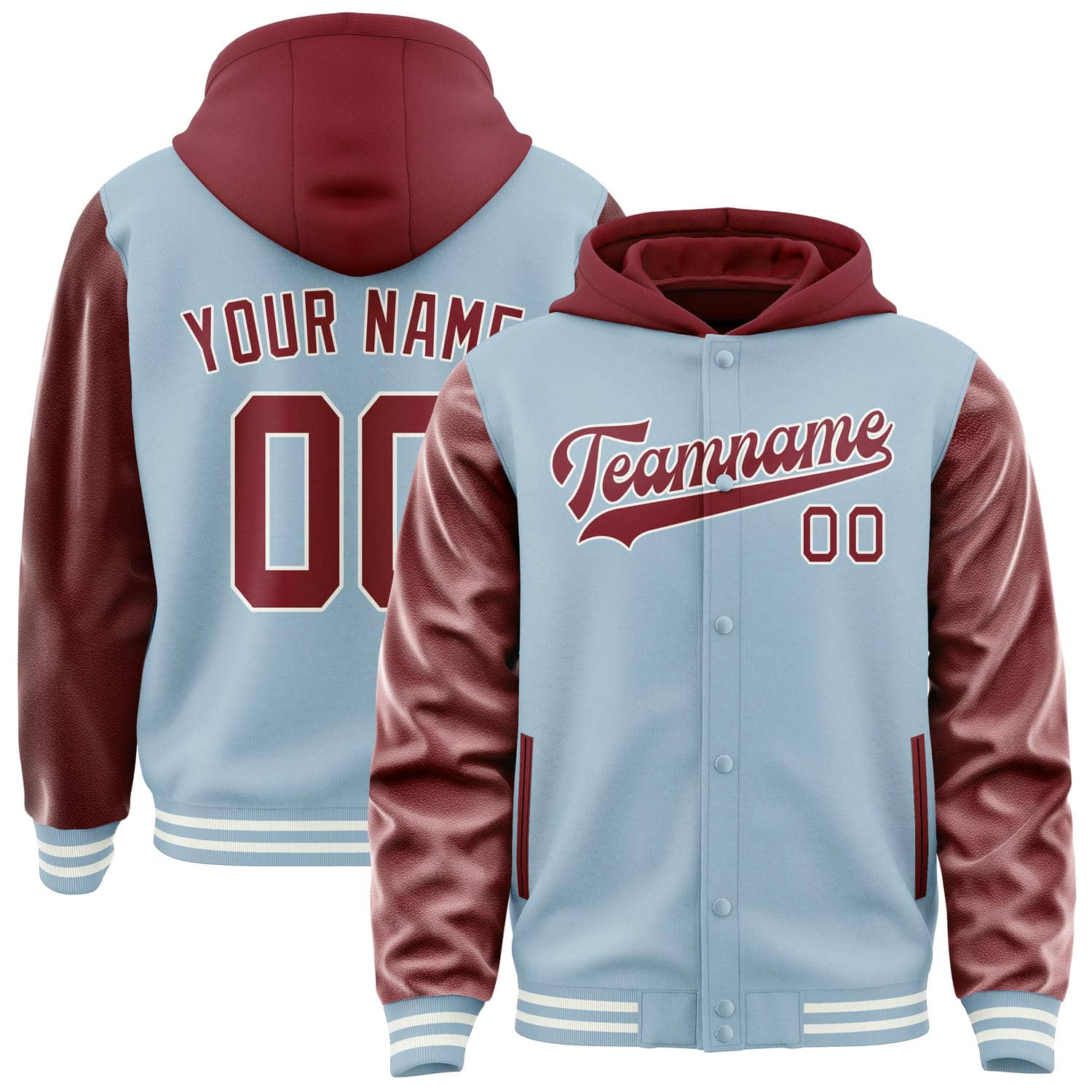 Custom Light Blue Crimson Red Jacket