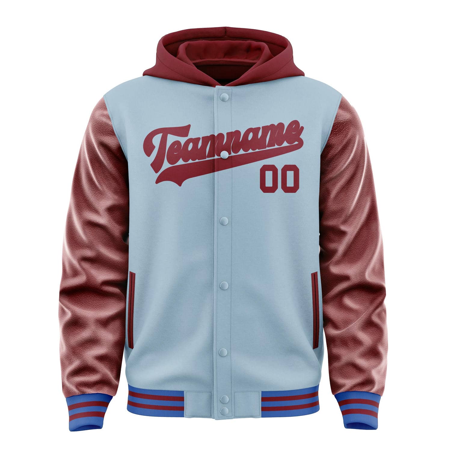 Custom Light Blue Crimson Red Jacket