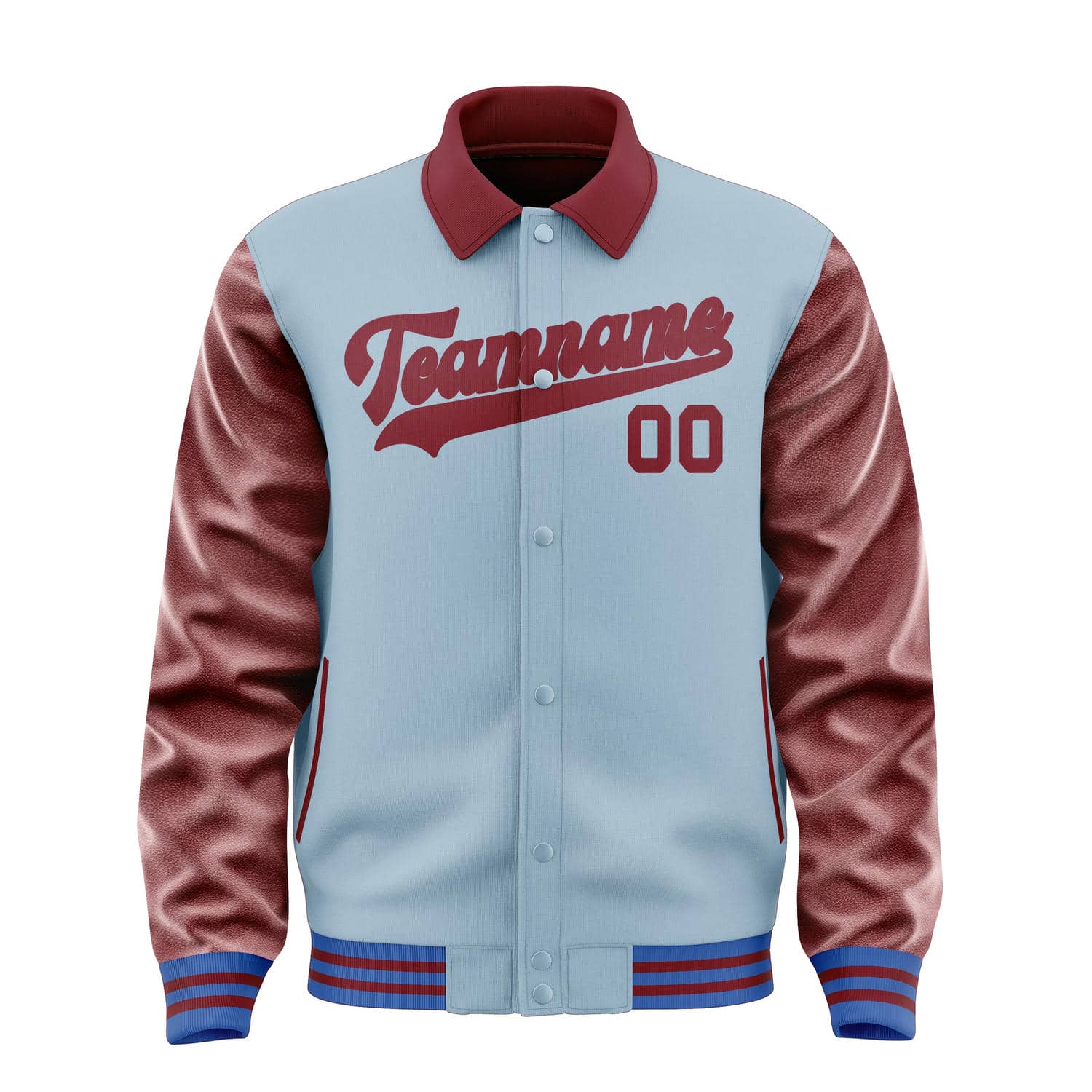 Custom Light Blue Crimson Red Jacket