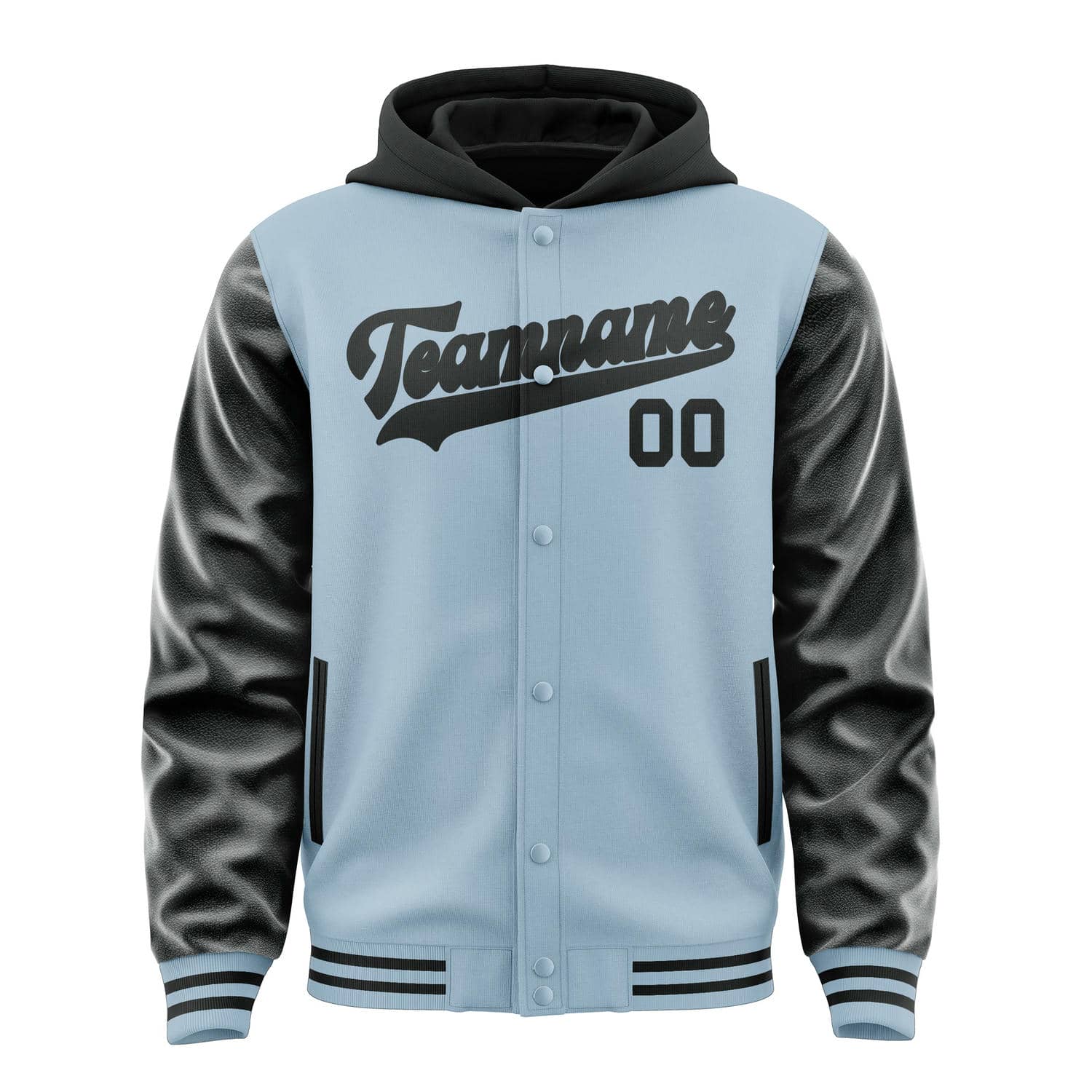 Custom Light Blue Black Jacket
