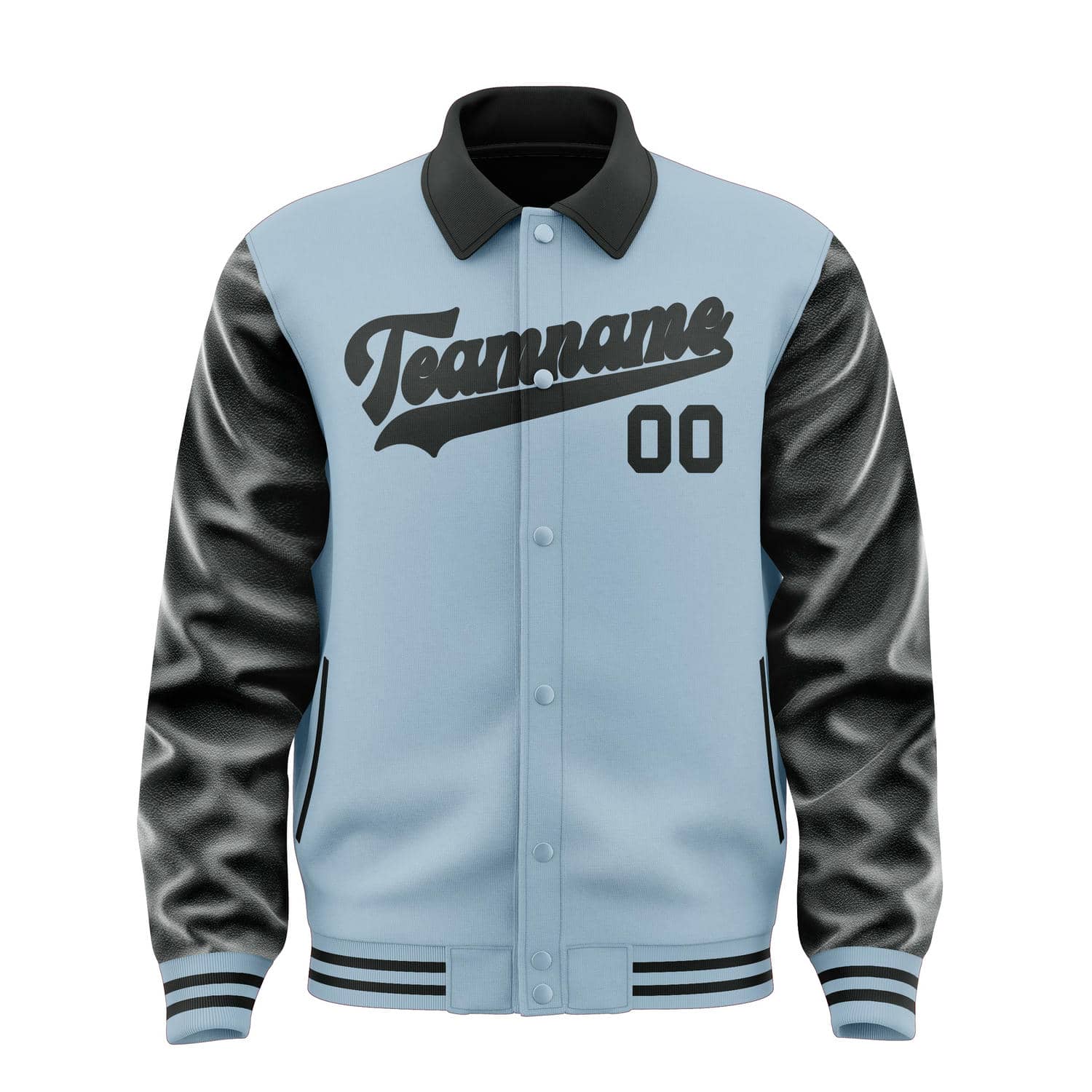 Custom Light Blue Black Jacket